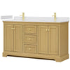 Custom image for Honey Oak with Brushed Gold Trim / White Cultured Marble / No Mirror