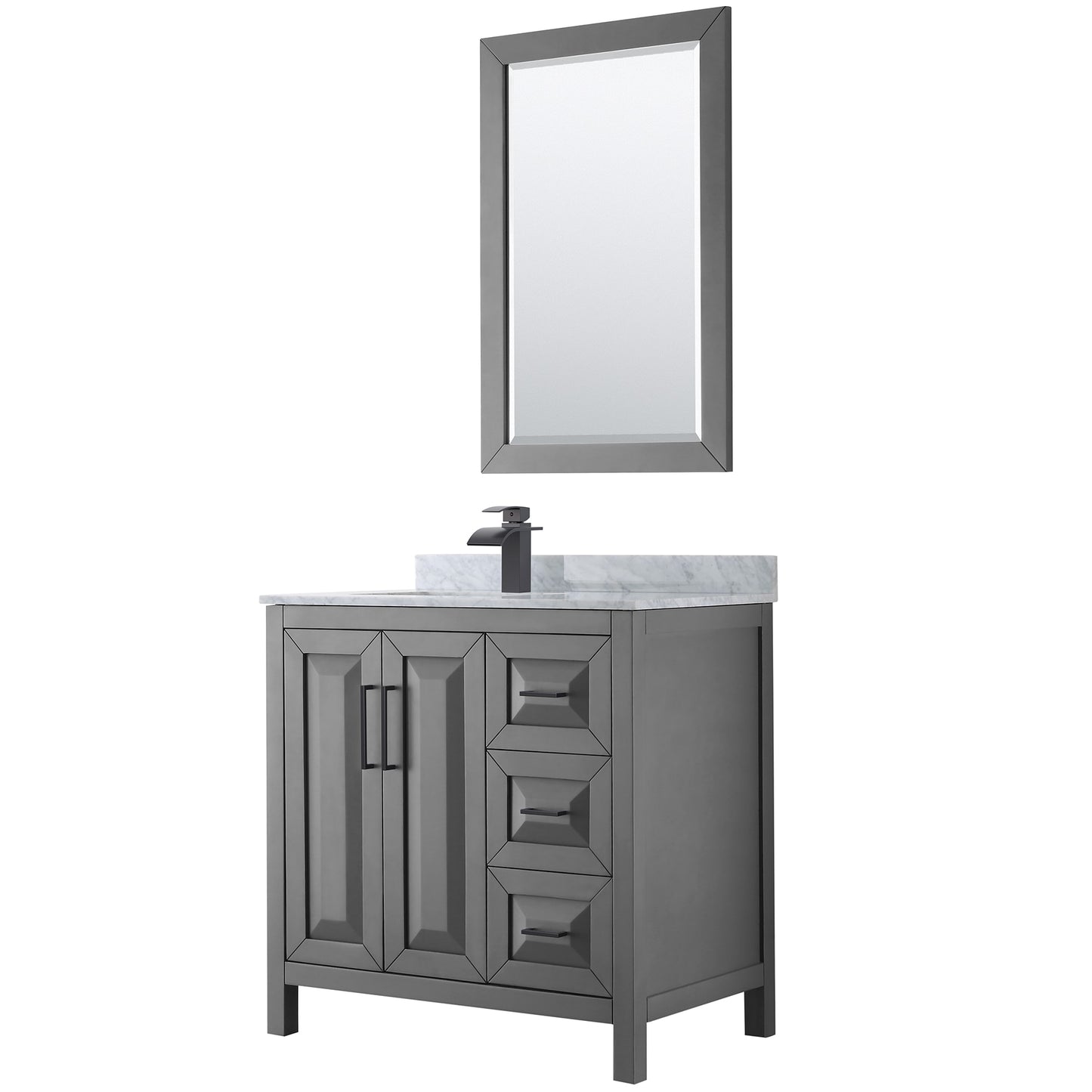Daria Bathroom Vanity with Countertop 36 inch Single Sink Single hole Faucet Setup