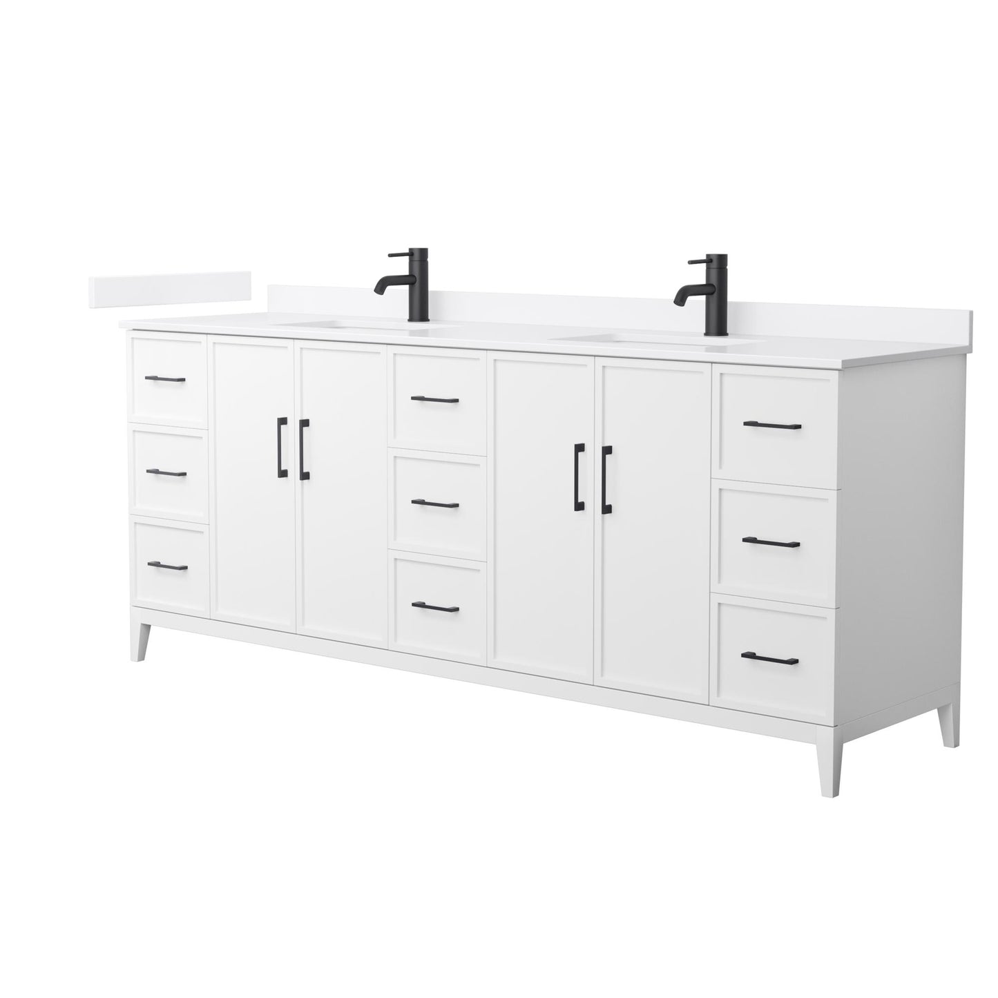 Elan Bathroom Vanity with Countertop 84 inch Double Sink Single hole Faucet Setup