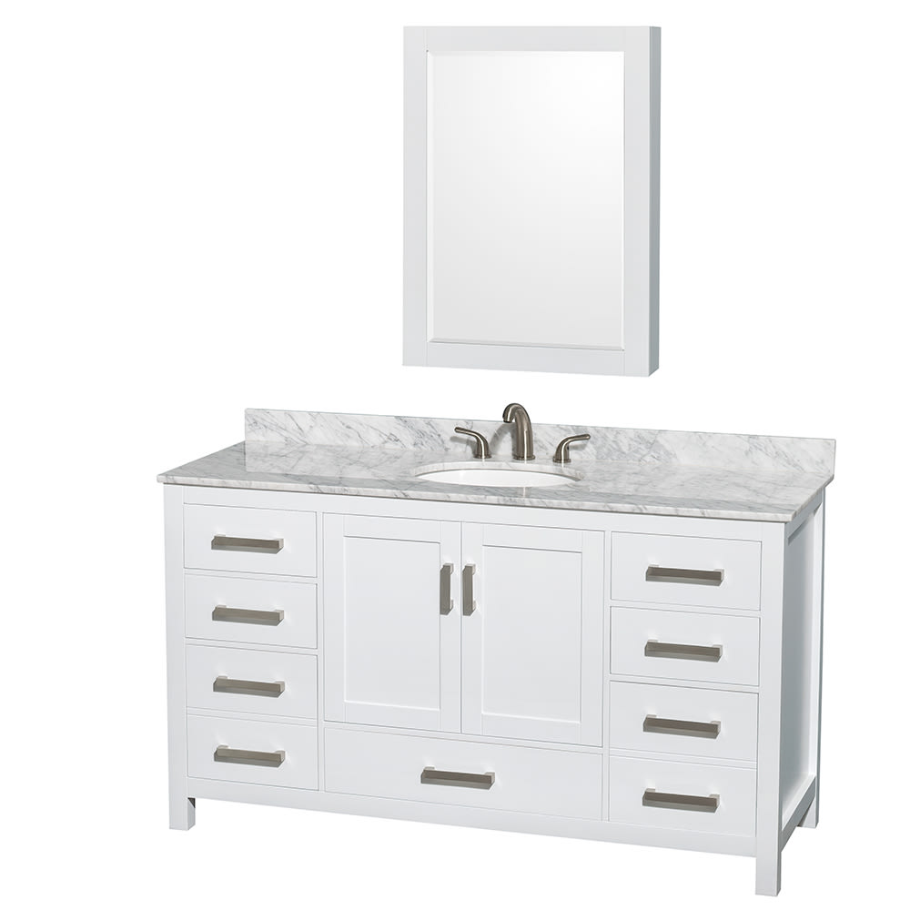 Sheffield Bathroom Vanity with Countertop 60 inch Single Sink 3-hole Faucet Setup