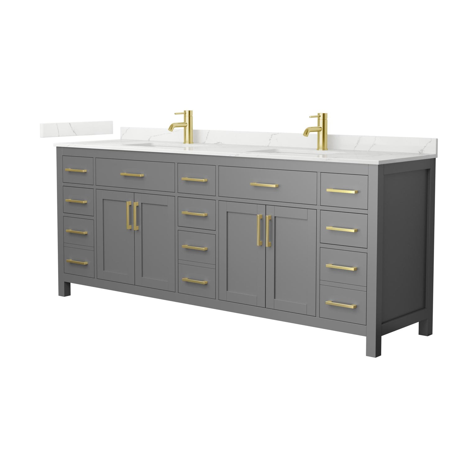 Beckett Bathroom Vanity with Countertop 84 inch Double Sink Single hole Faucet Setup