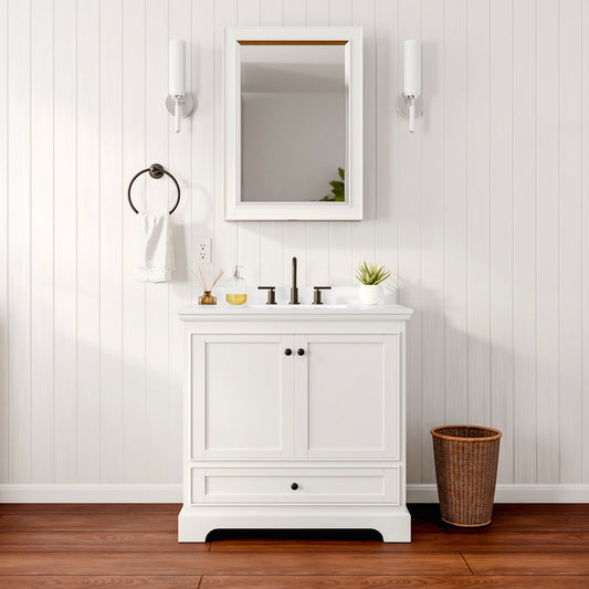 Deborah Bathroom Vanity with Countertop 36 inch Single Sink 3-hole Faucet Setup