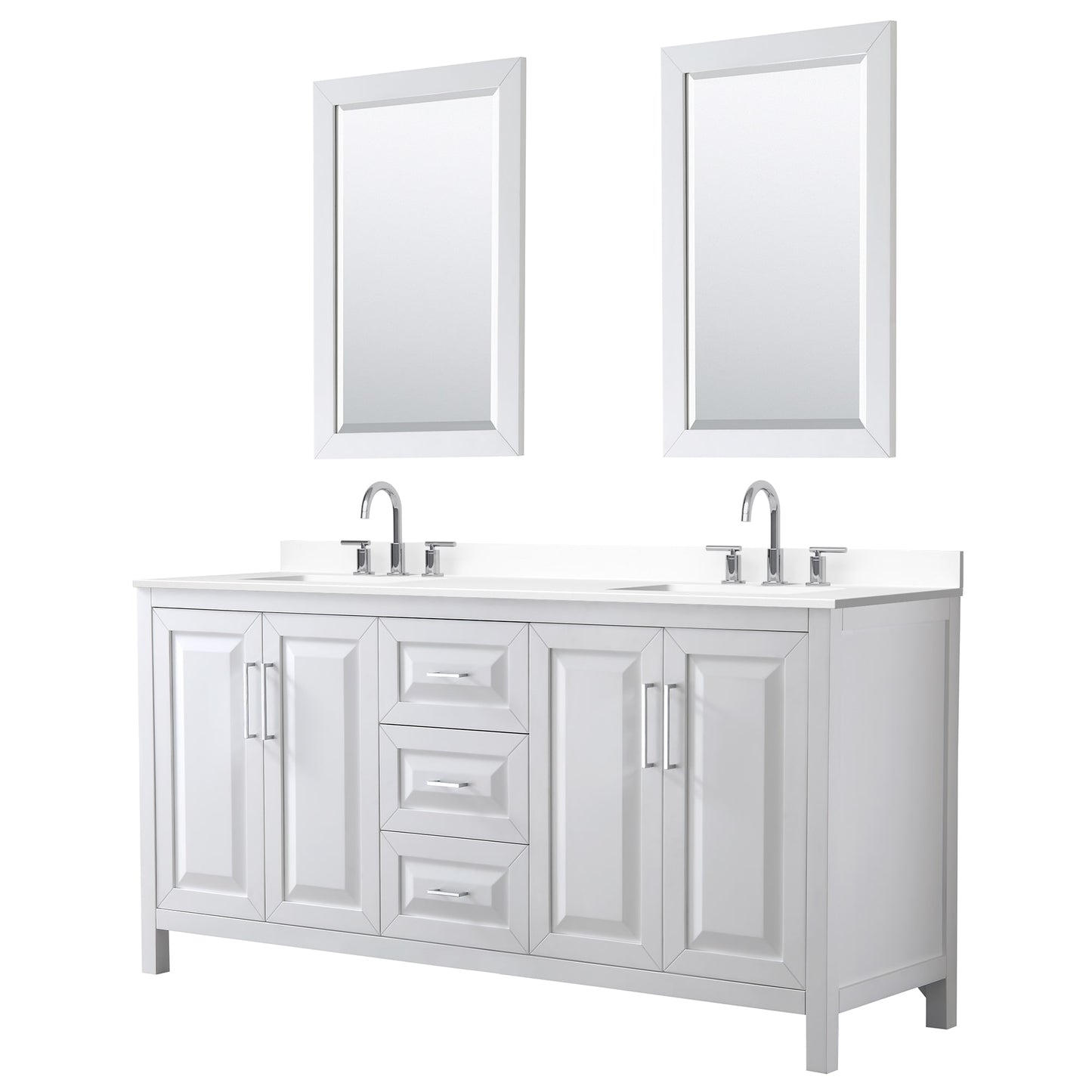 Daria Bathroom Vanity with Countertop 72 inch Double Sink 3-hole Faucet Setup