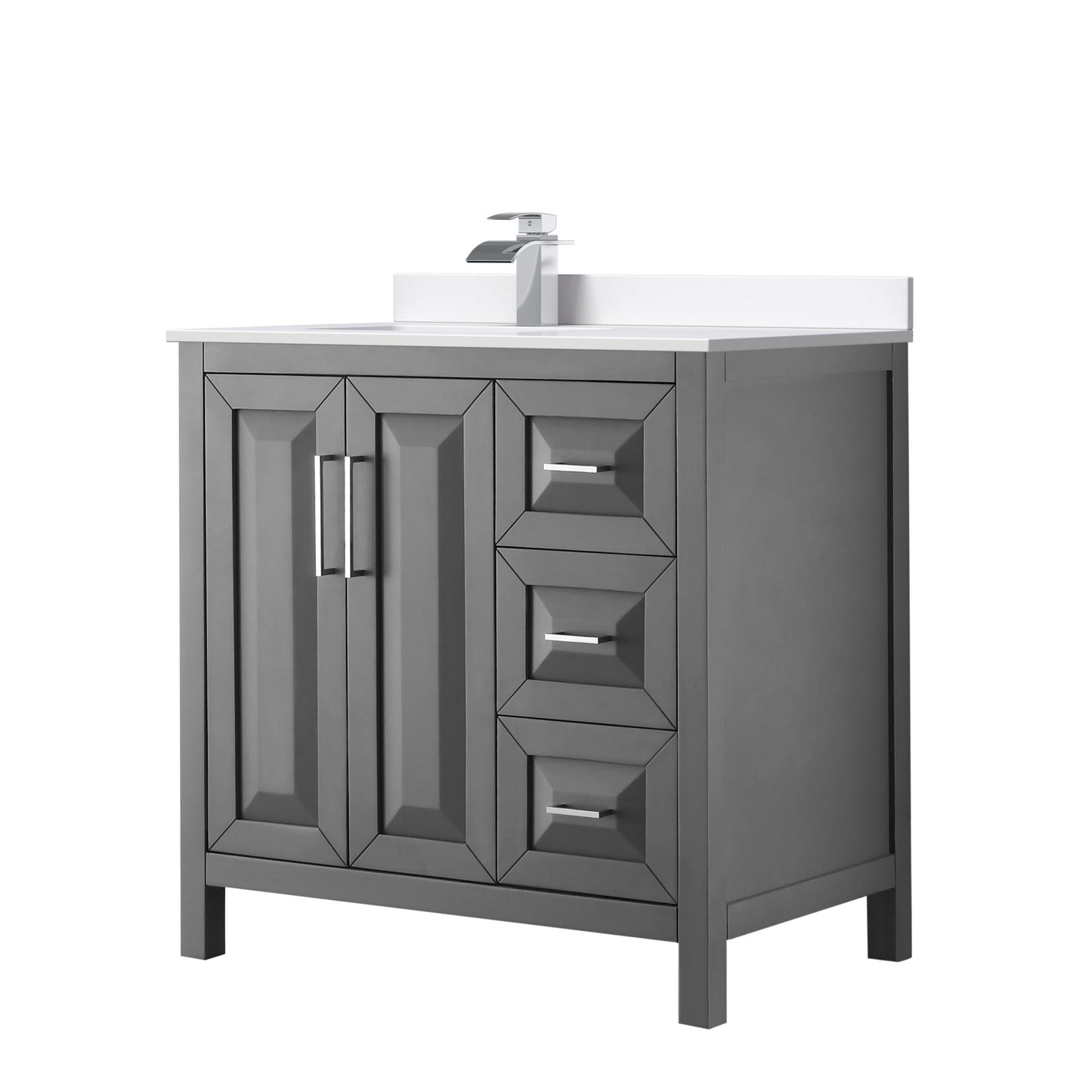 Daria Bathroom Vanity with Countertop 36 inch Single Sink Single hole Faucet Setup