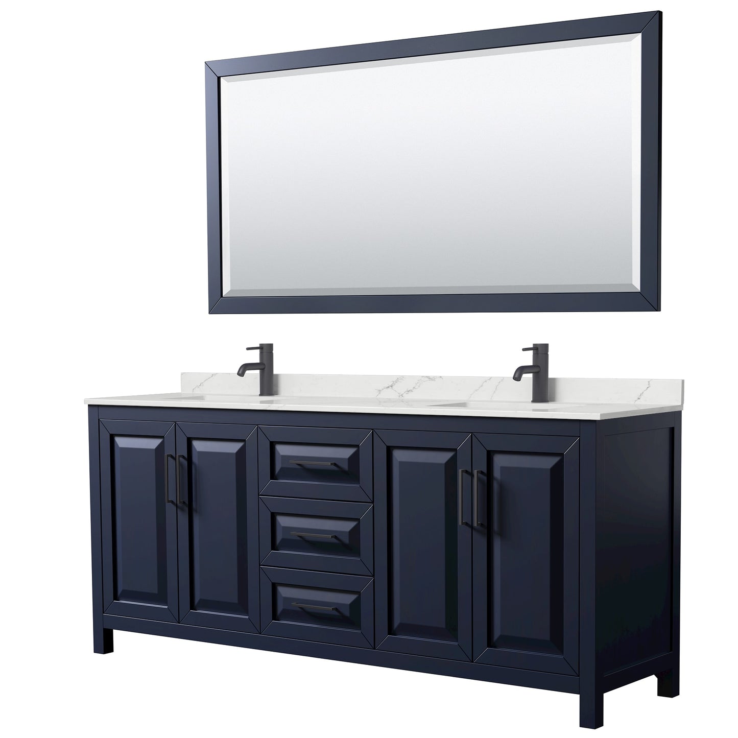 Daria Bathroom Vanity with Countertop 80 inch Double Sink Single hole Faucet Setup