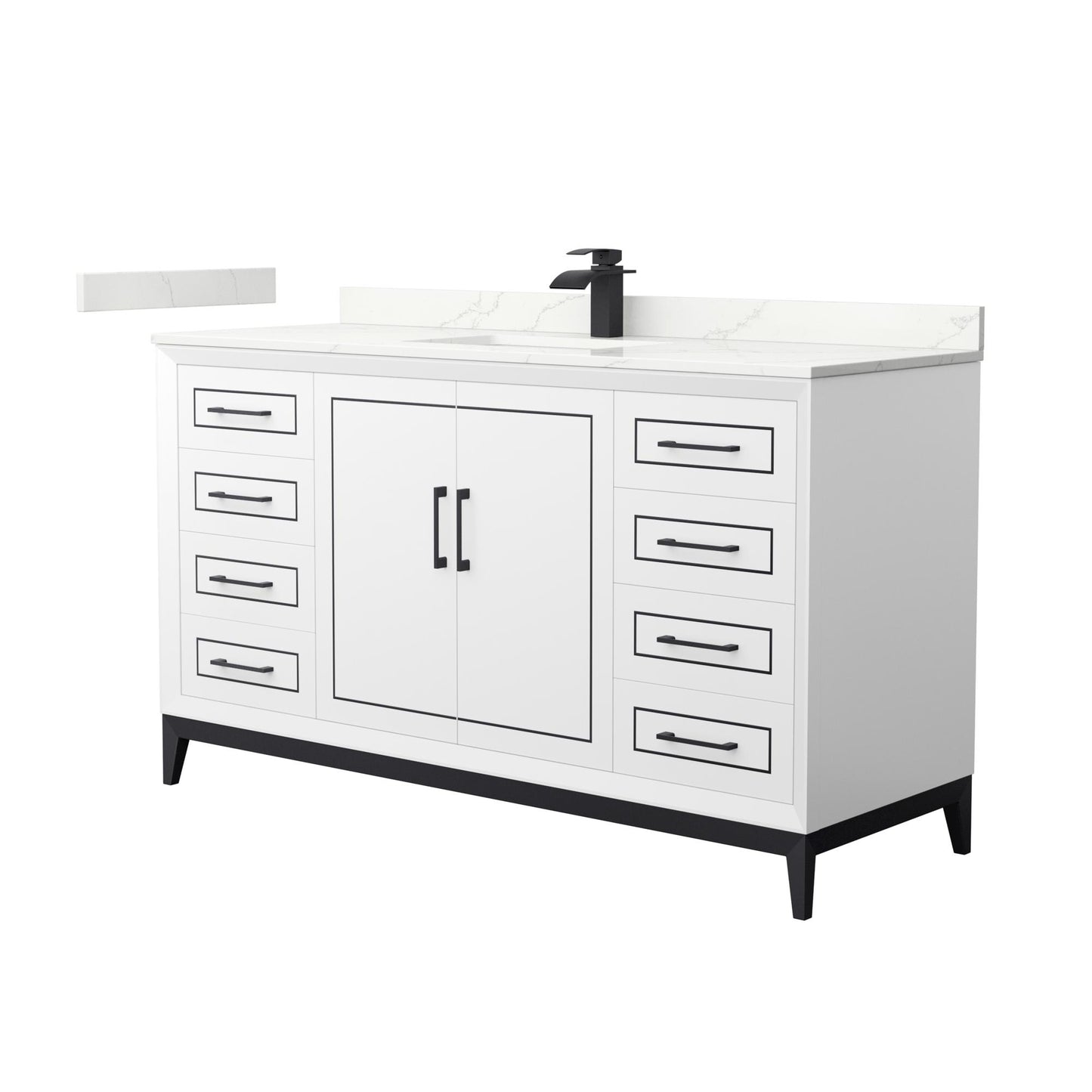 Marlena Bathroom Vanity with Countertop 60 inch Single Sink Single hole Faucet Setup