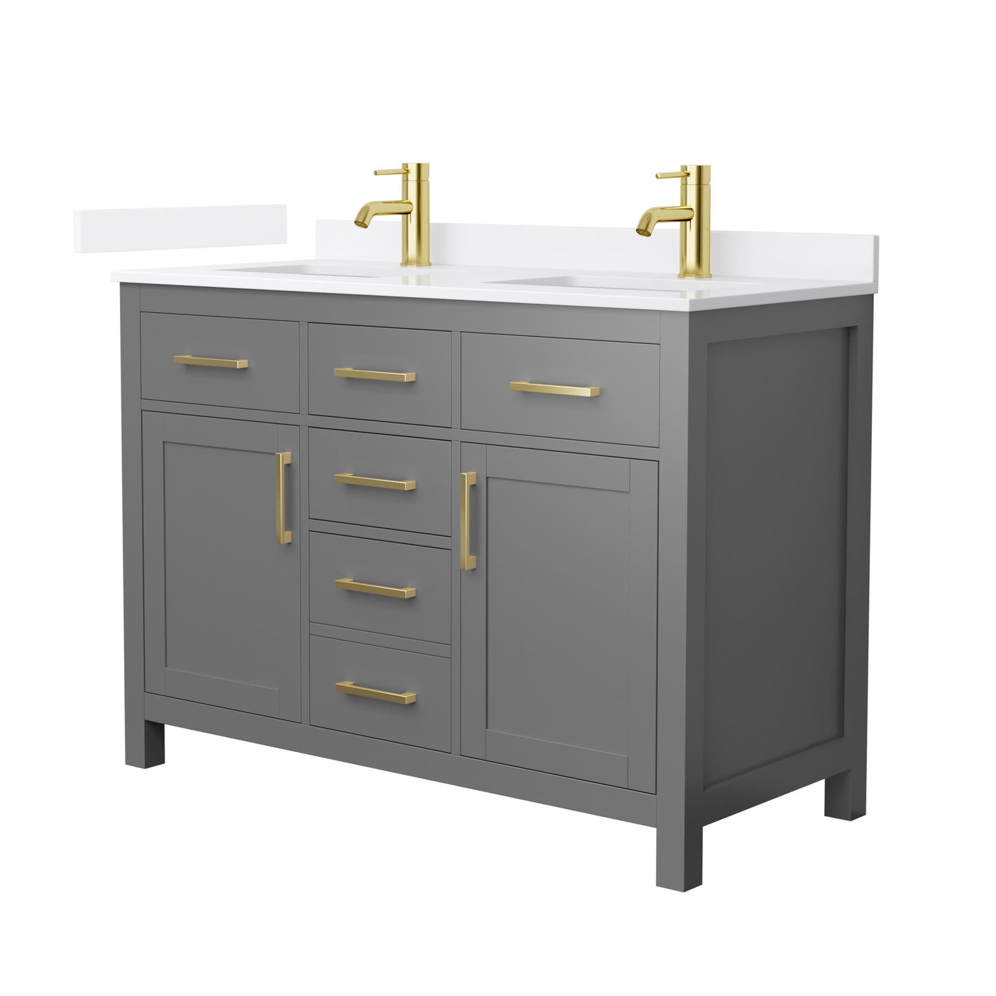 Beckett Bathroom Vanity with Countertop 48 inch Double Sink Single hole Faucet Setup
