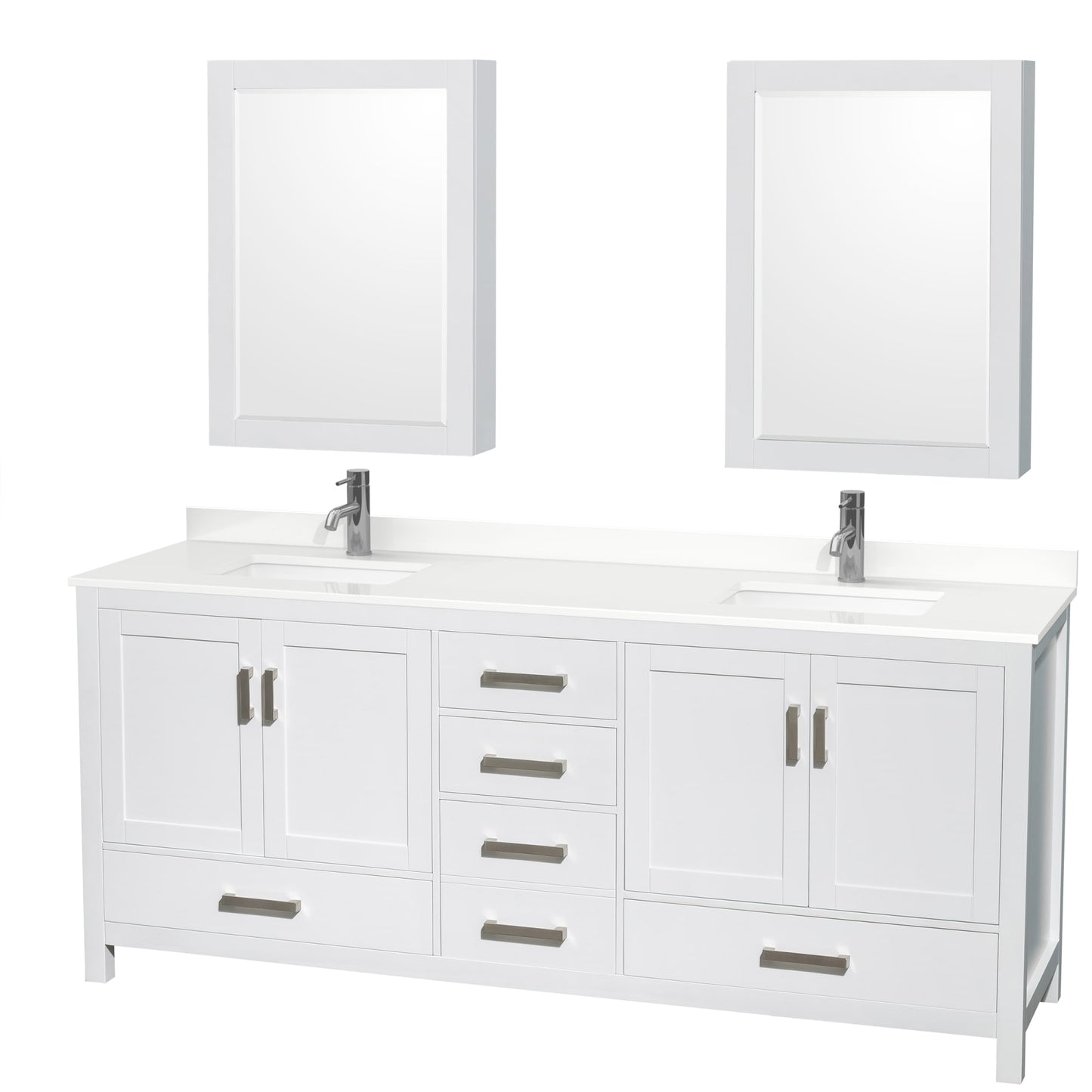 Sheffield Bathroom Vanity with Countertop 80 inch Double Sink Single hole Faucet Setup