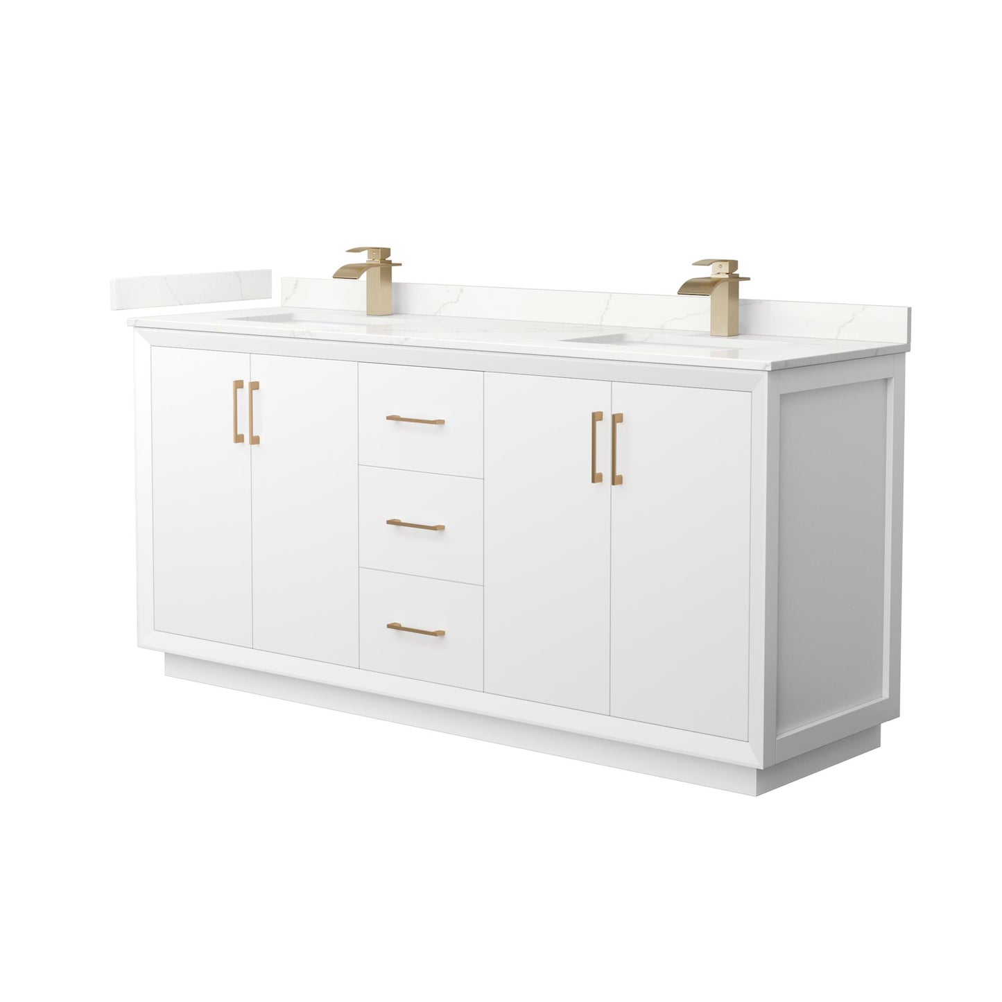 Strada Bathroom Vanity with Countertop 72 inch Double Sink Single hole Faucet Setup