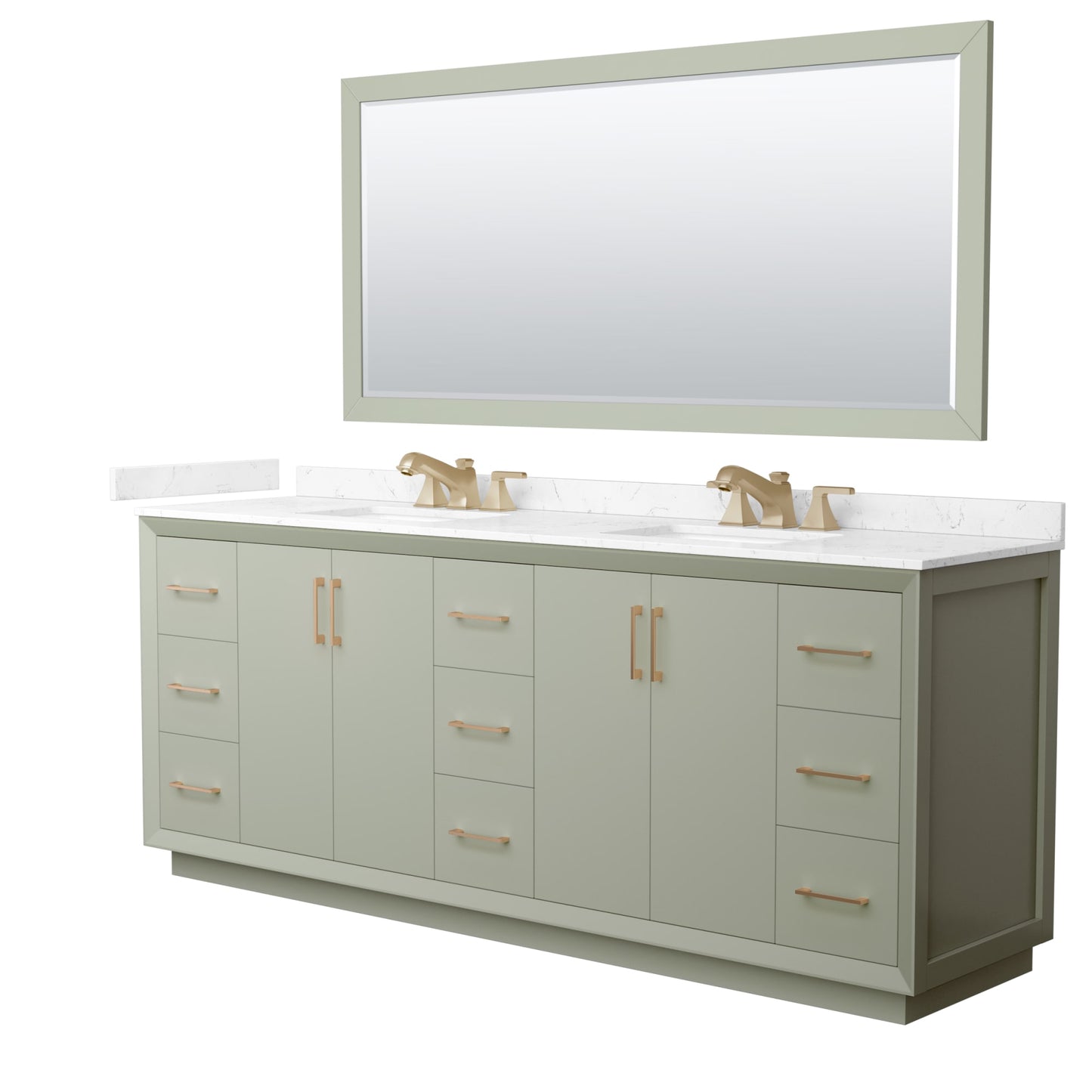Strada Bathroom Vanity with Countertop 84 inch Double Sink 3-hole Faucet Setup