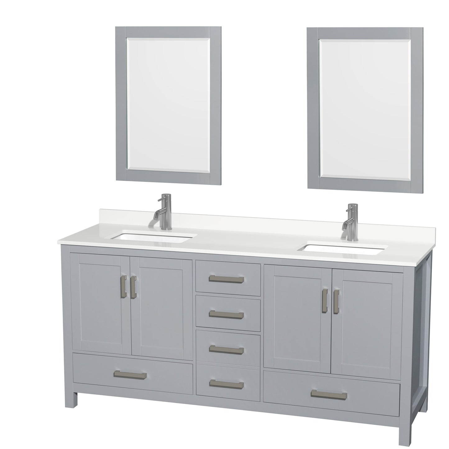 Sheffield Bathroom Vanity with Countertop 72 inch Double Sink Single hole Faucet Setup
