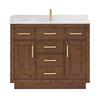 Custom image for Dark Oak with Brushed Gold Trim / Giotto Quartz / No Mirror