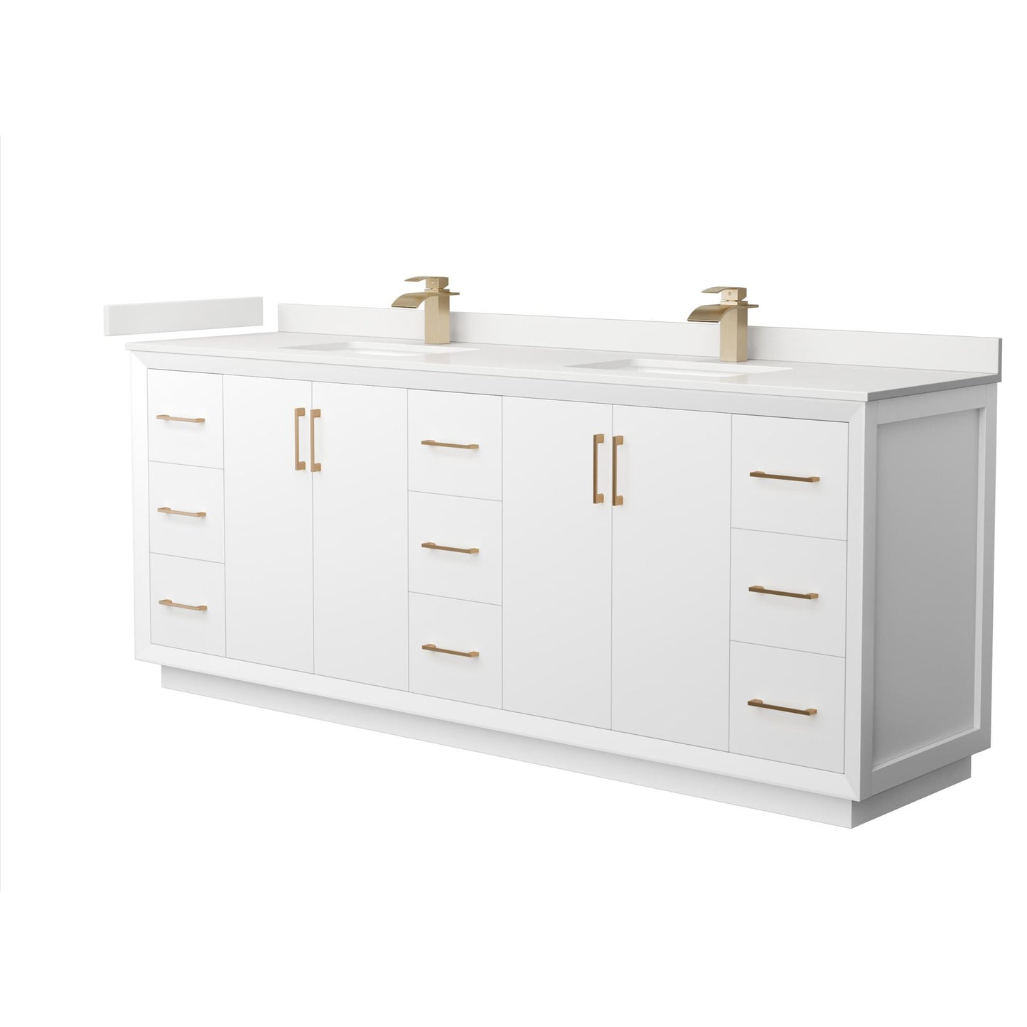 Strada Bathroom Vanity with Countertop 84 inch Double Sink Single hole Faucet Setup
