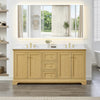 Custom image for Honey Oak with Brushed Gold Trim / White Quartz / No Mirror