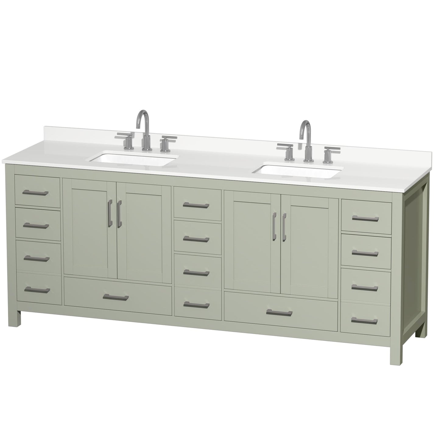 Sheffield Bathroom Vanity with Countertop 84 inch Double Sink 3-hole Faucet Setup