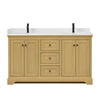 Custom image for Honey Oak with Matte Black Trim / White Quartz / No Mirror
