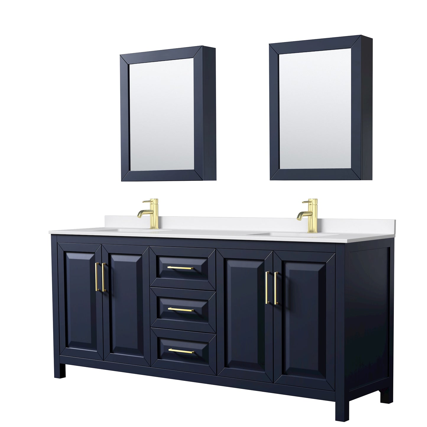 Daria Bathroom Vanity with Countertop 80 inch Double Sink Single hole Faucet Setup