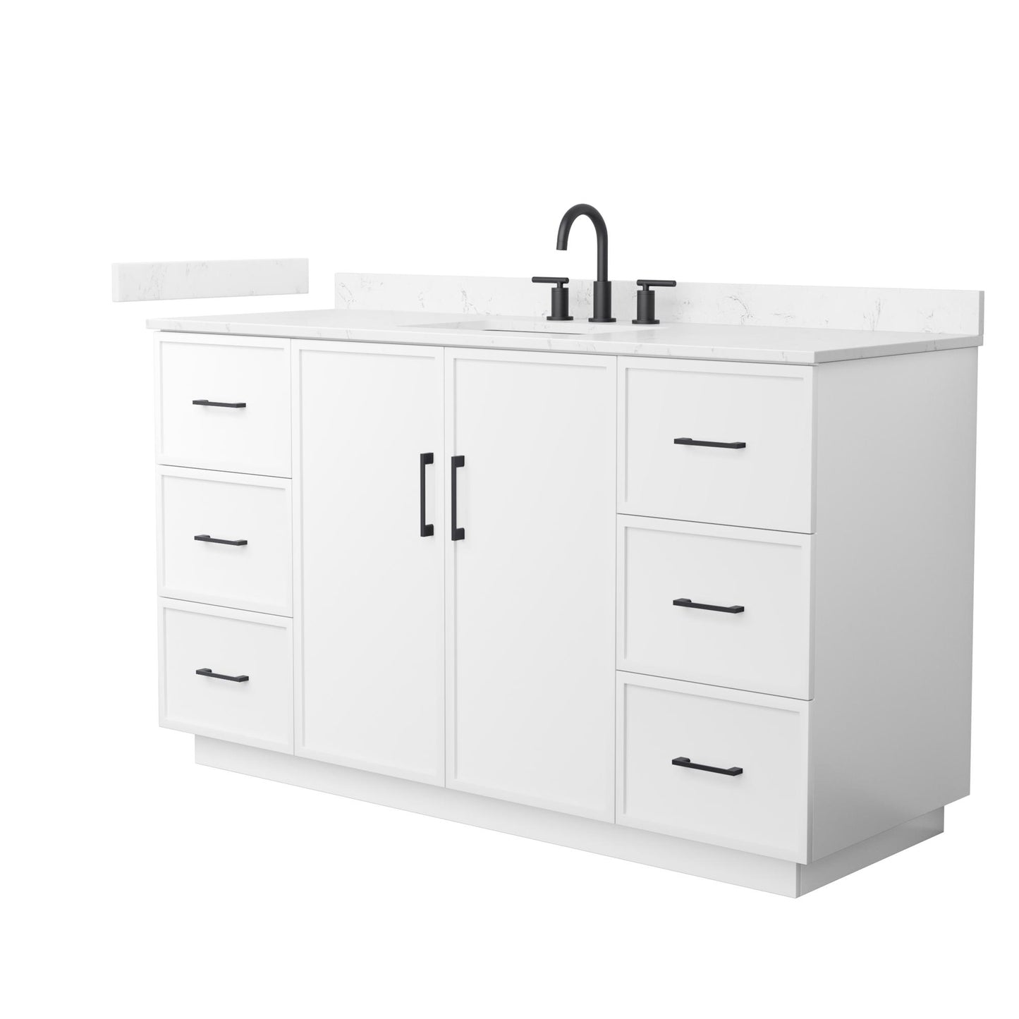 Elan TK Bathroom Vanity with Countertop 60 inch Single Sink 3-hole Faucet Setup