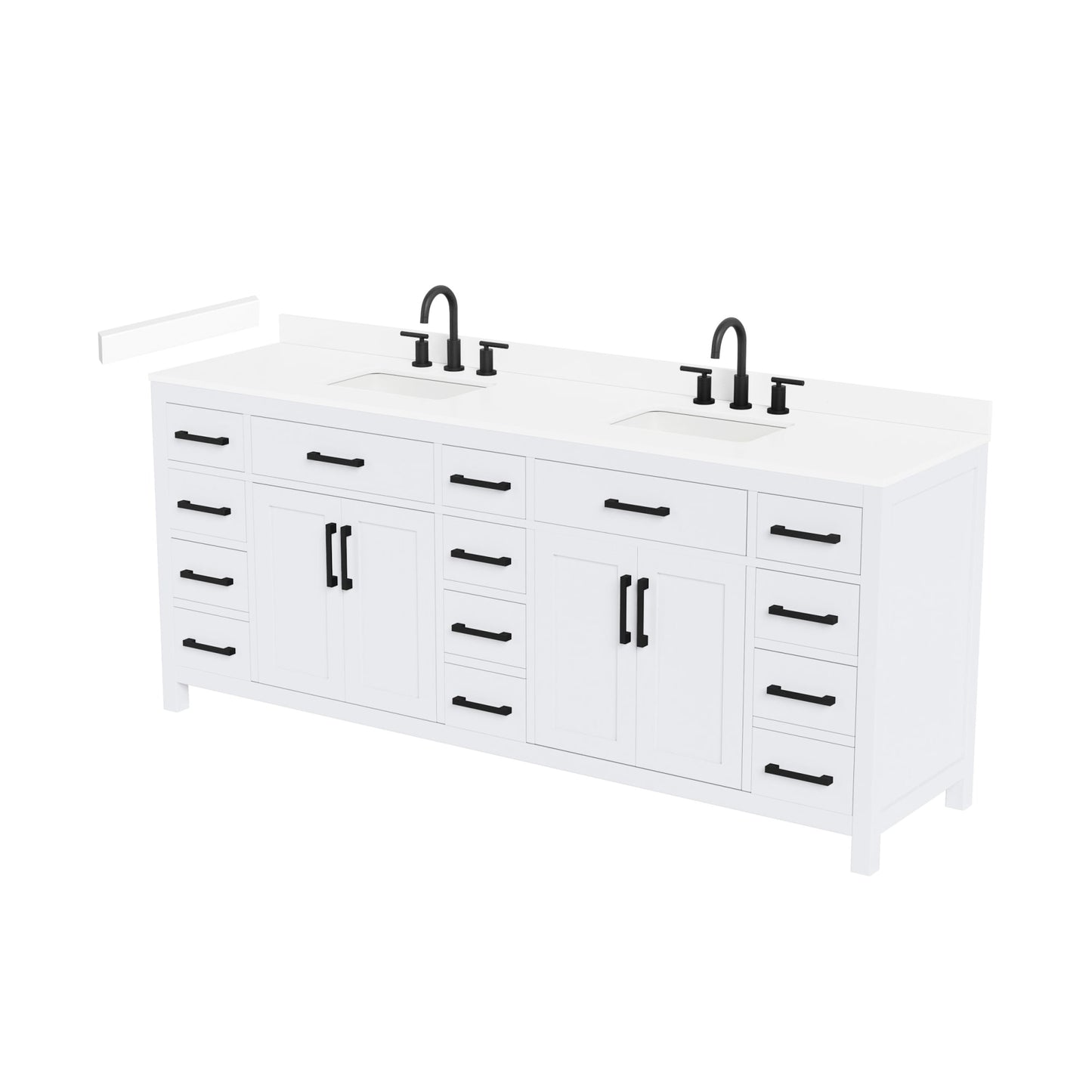 Beckett Bathroom Vanity with Countertop 84 inch Double Sink 3-hole Faucet Setup