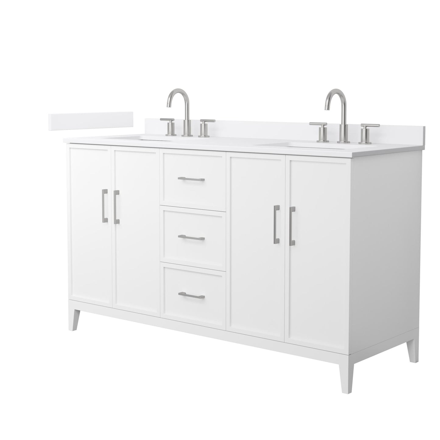 Elan Bathroom Vanity with Countertop 60 inch Double Sink 3-hole Faucet Setup