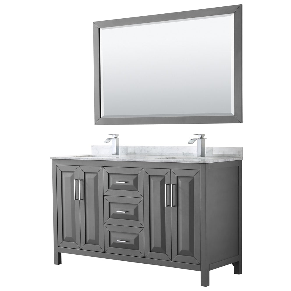 Daria Bathroom Vanity with Countertop 60 inch Double Sink Single hole Faucet Setup