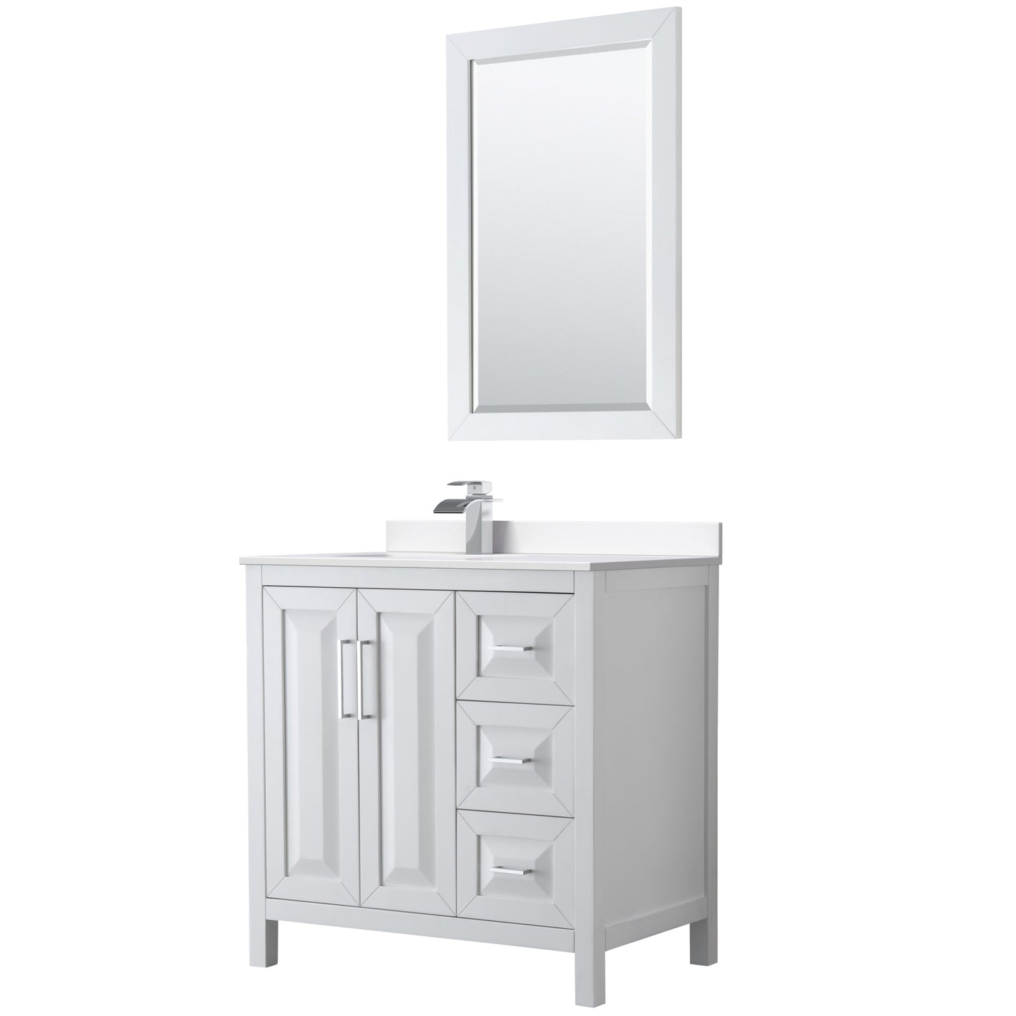 Daria Bathroom Vanity with Countertop 36 inch Single Sink Single hole Faucet Setup