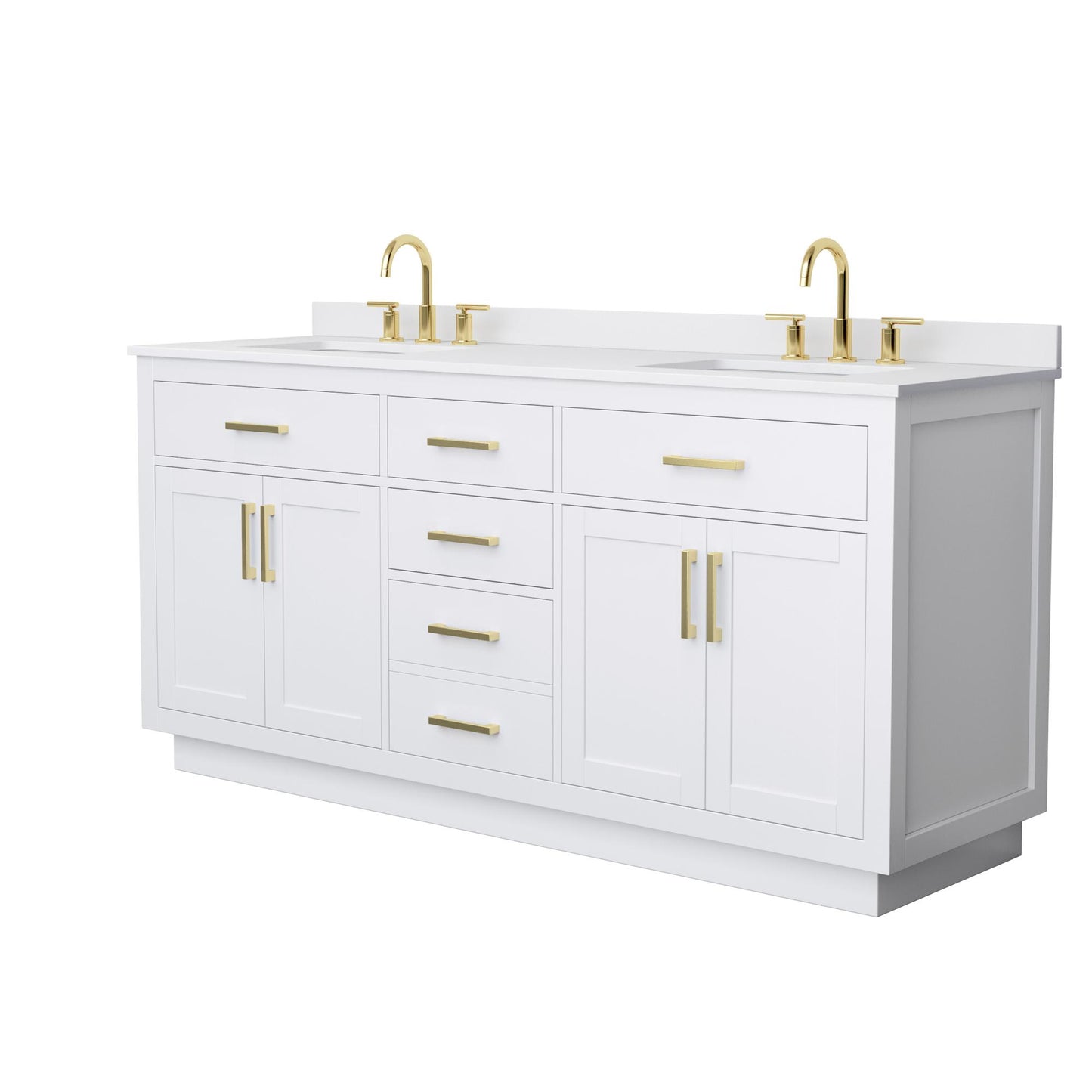 Beckett TK Bathroom Vanity with Countertop 72 inch Double Sink 3-hole Faucet Setup