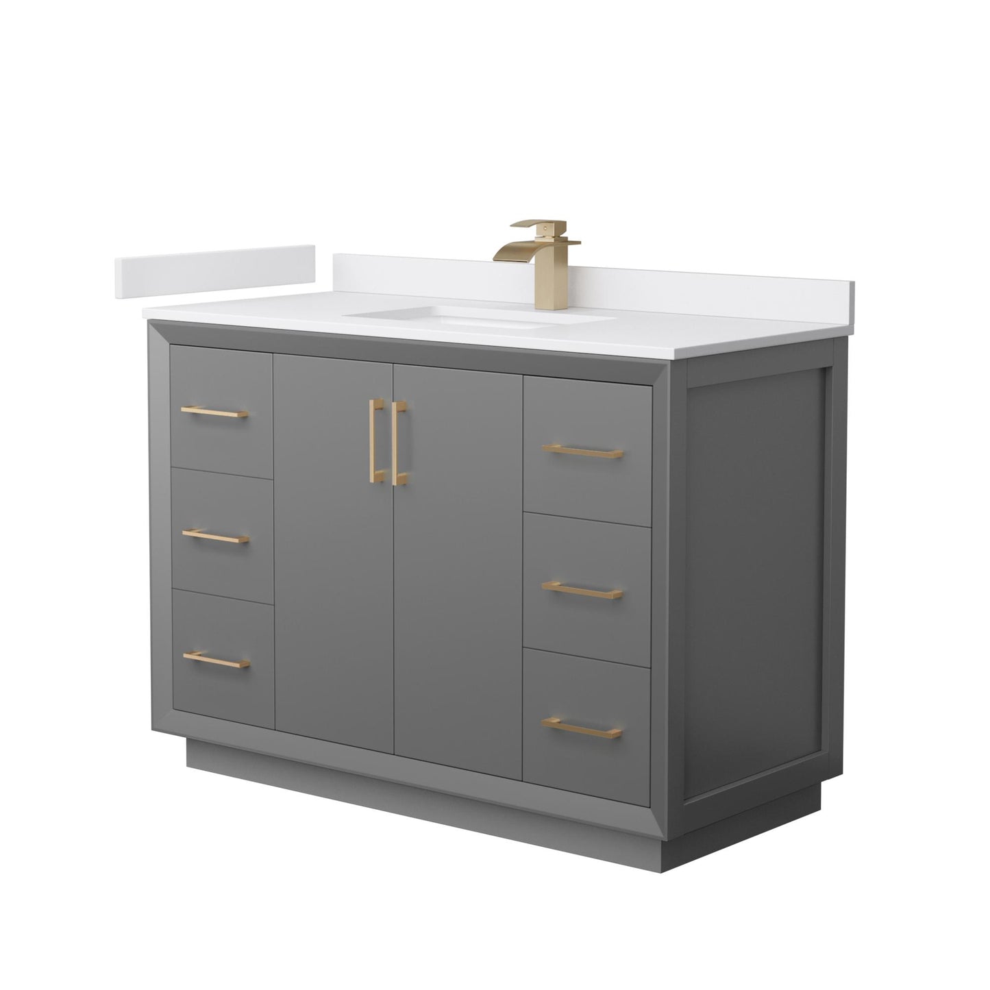 Strada Bathroom Vanity with Countertop 48 inch Single Sink Single hole Faucet Setup
