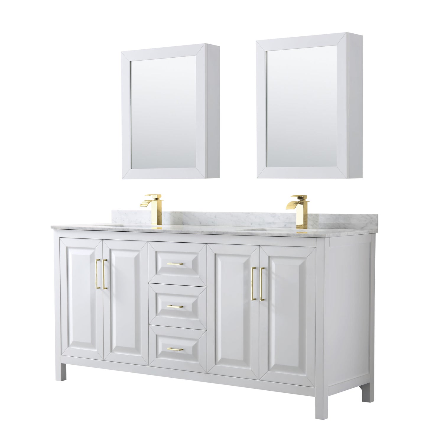 Daria Bathroom Vanity with Countertop 72 inch Double Sink Single hole Faucet Setup