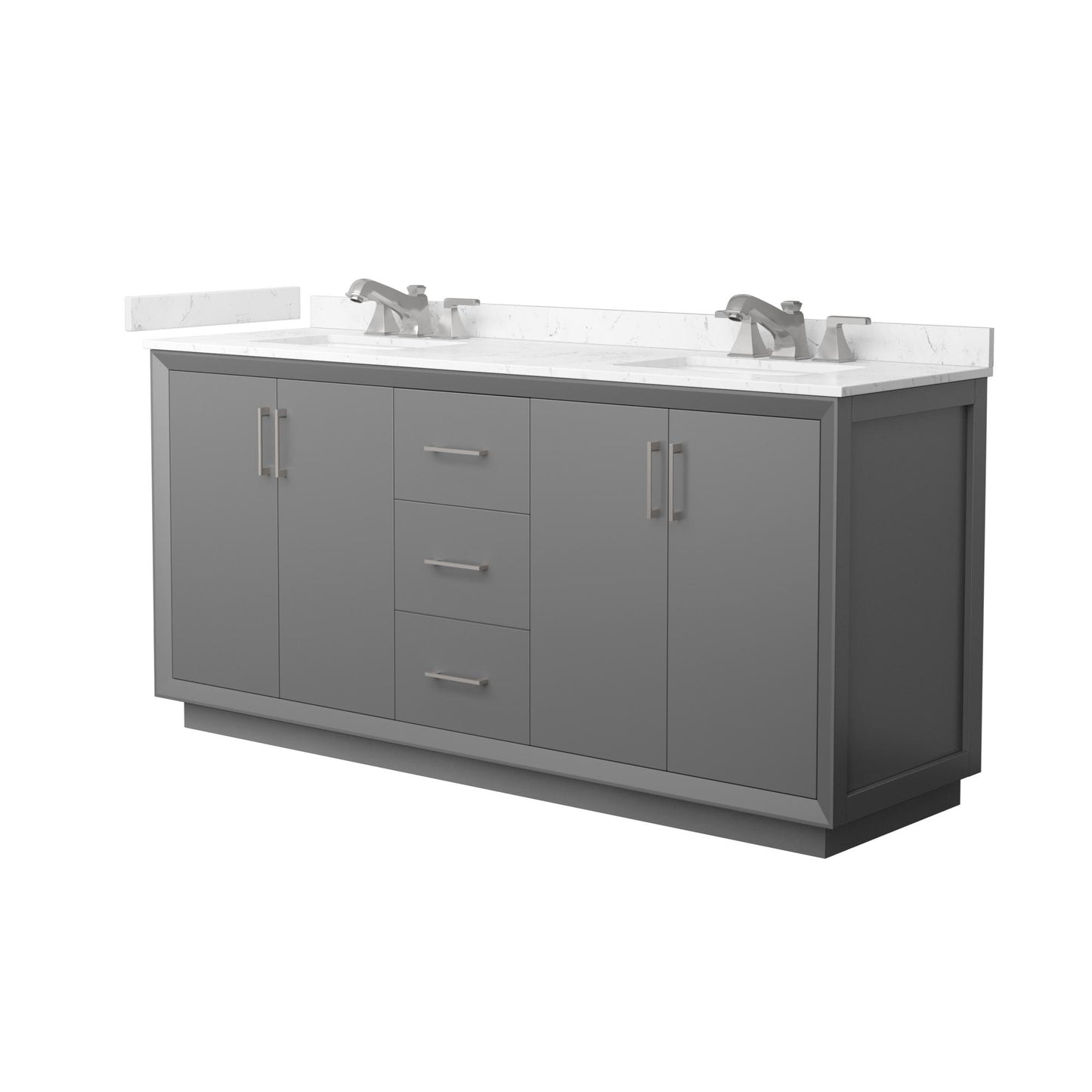 Strada Bathroom Vanity with Countertop 72 inch Double Sink 3-hole Faucet Setup
