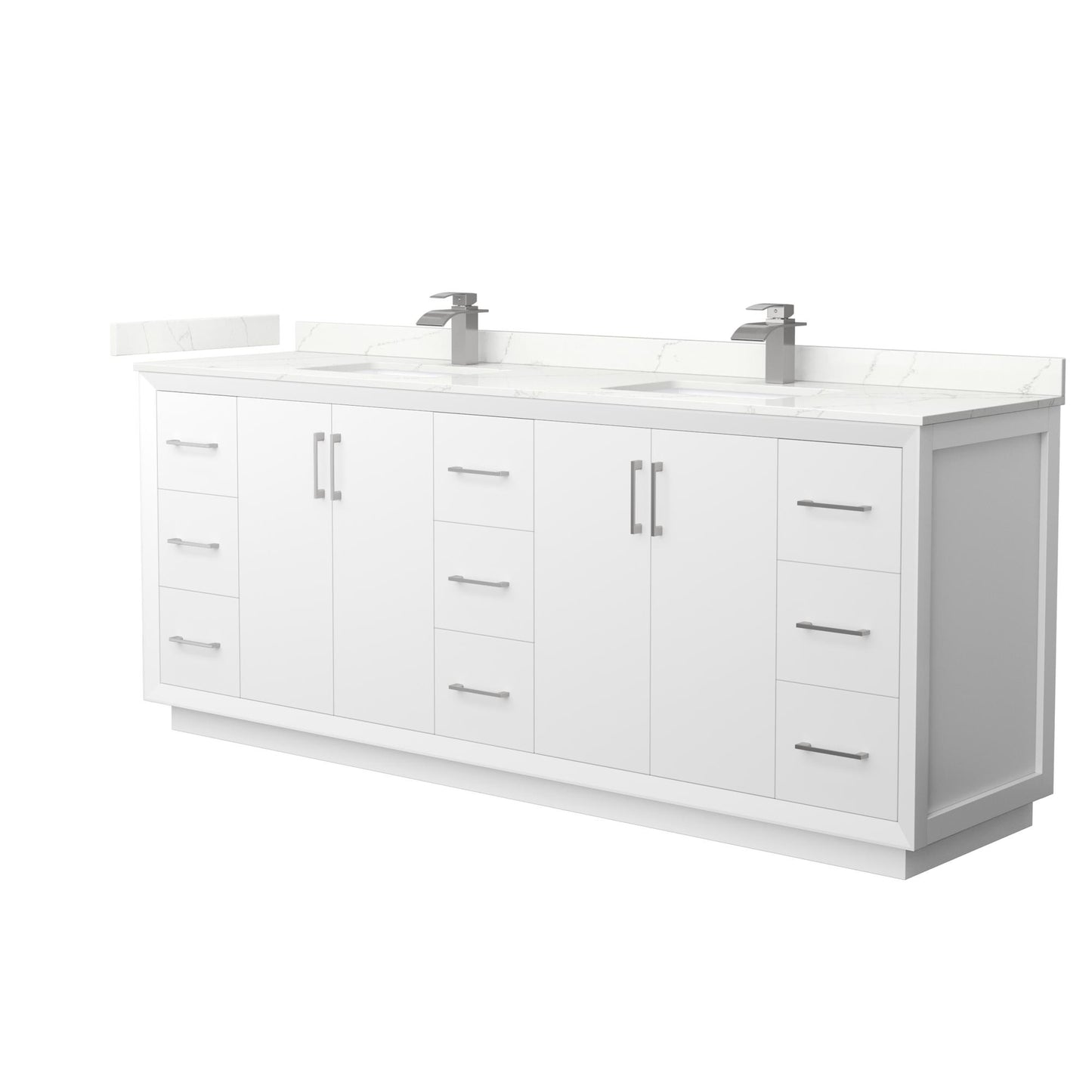 Strada Bathroom Vanity with Countertop 84 inch Double Sink Single hole Faucet Setup