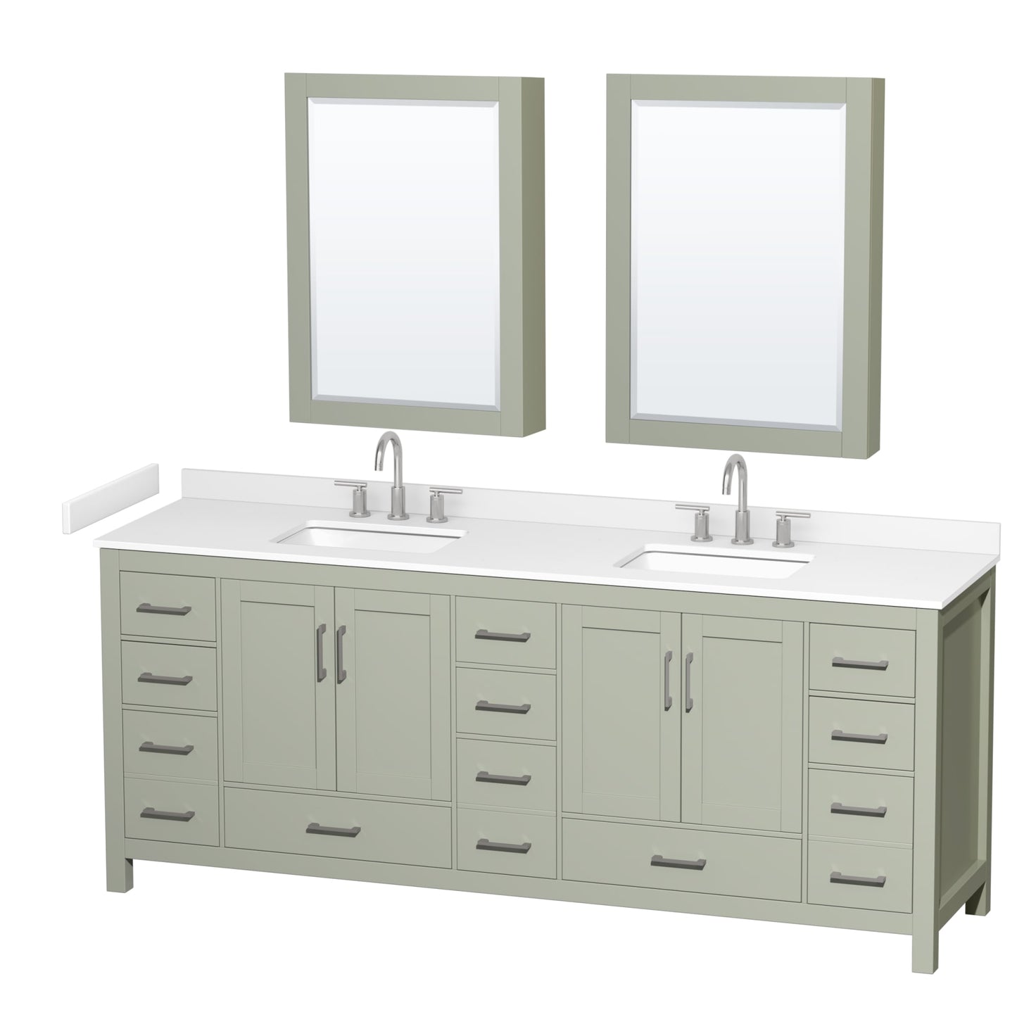Sheffield Bathroom Vanity with Countertop 84 inch Double Sink 3-hole Faucet Setup