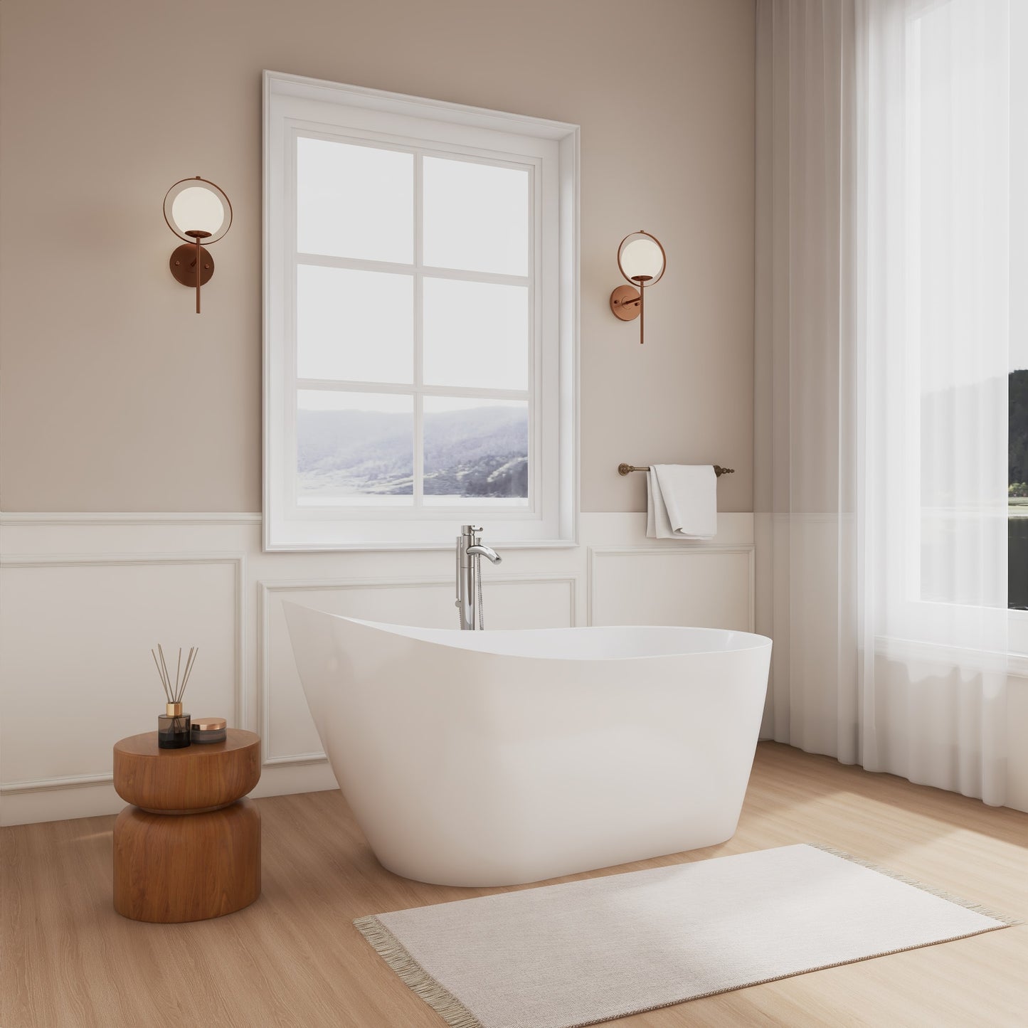 Davia Freestanding Acrylic Bathtub With Faucet 59 inch