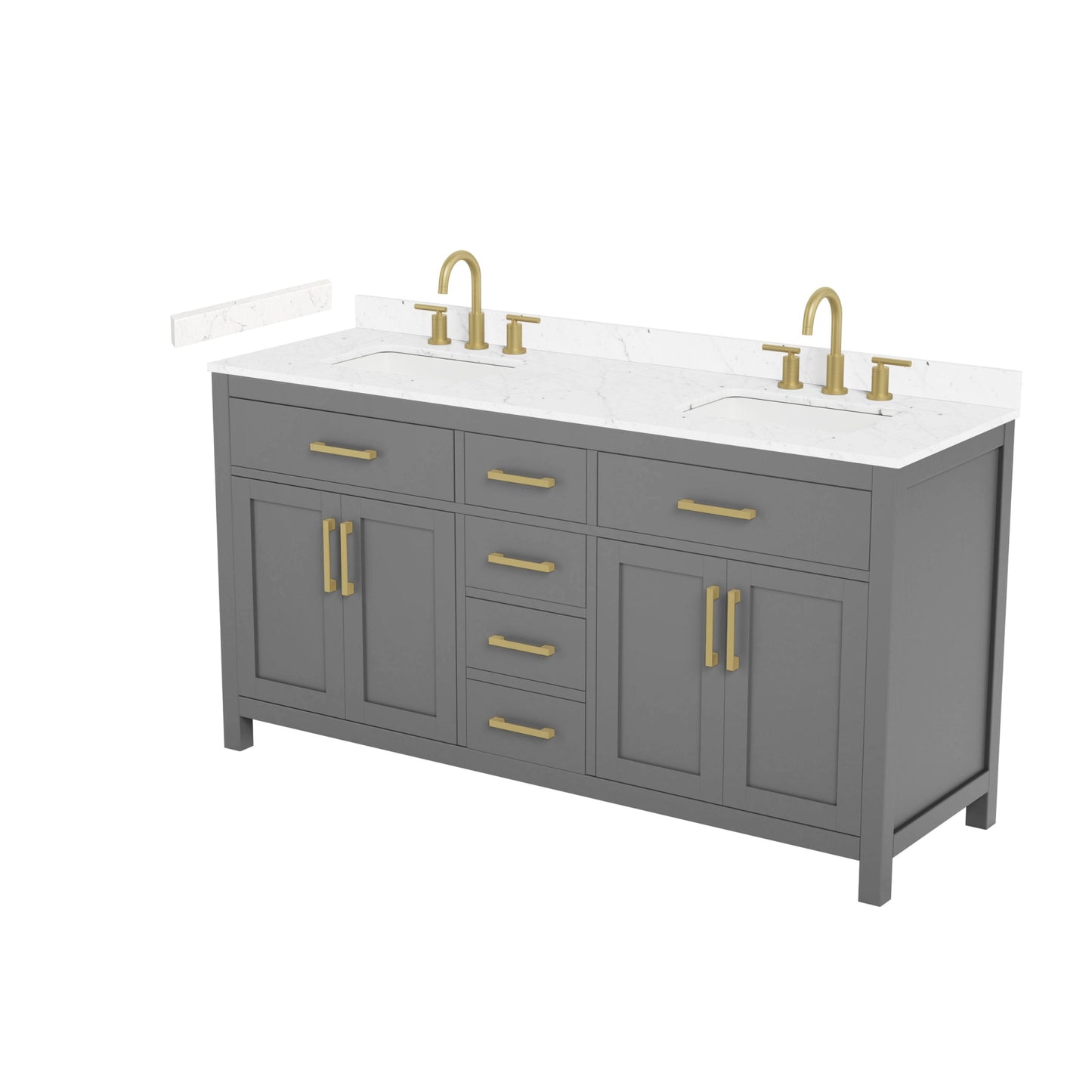 Beckett Bathroom Vanity with Countertop 66 inch Double Sink 3-hole Faucet Setup