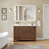 Custom image for Dark Walnut with Brushed Gold Trim / Carrara Cultured Marble / No Mirror