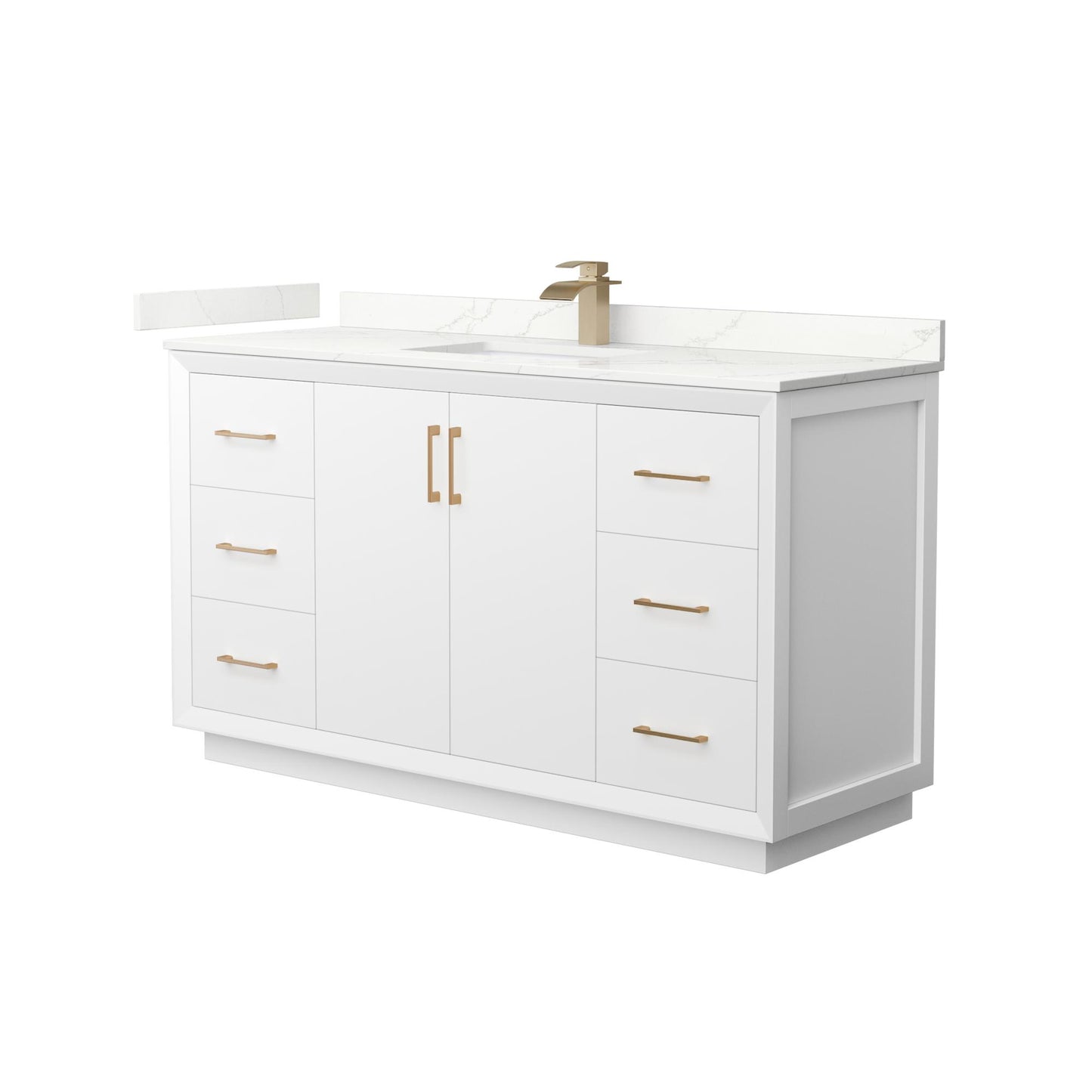 Strada Bathroom Vanity with Countertop 60 inch Single Sink Single hole Faucet Setup