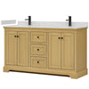 Custom image for Honey Oak with Matte Black Trim / Carrara Cultured Marble / No Mirror