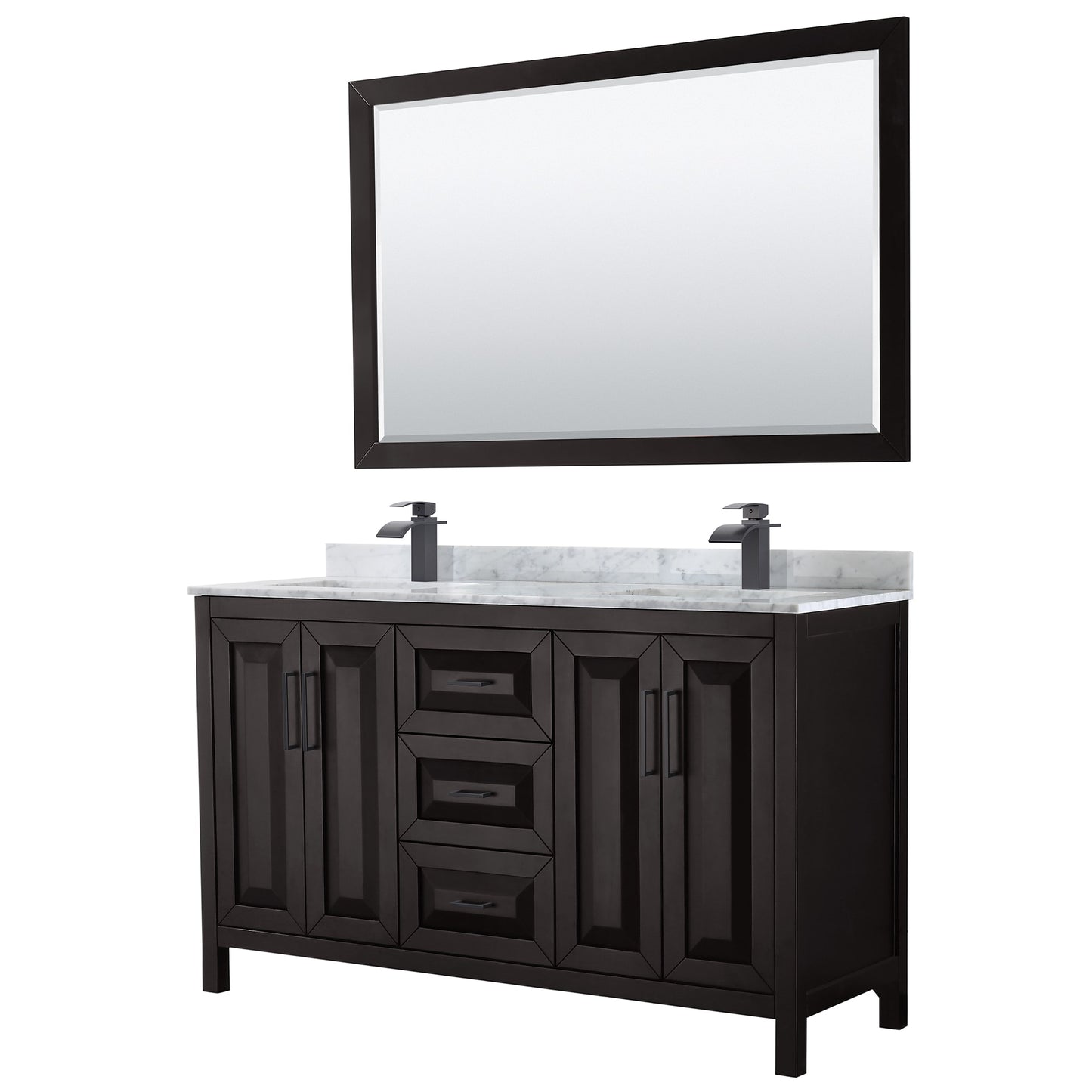 Daria Bathroom Vanity with Countertop 60 inch Double Sink Single hole Faucet Setup