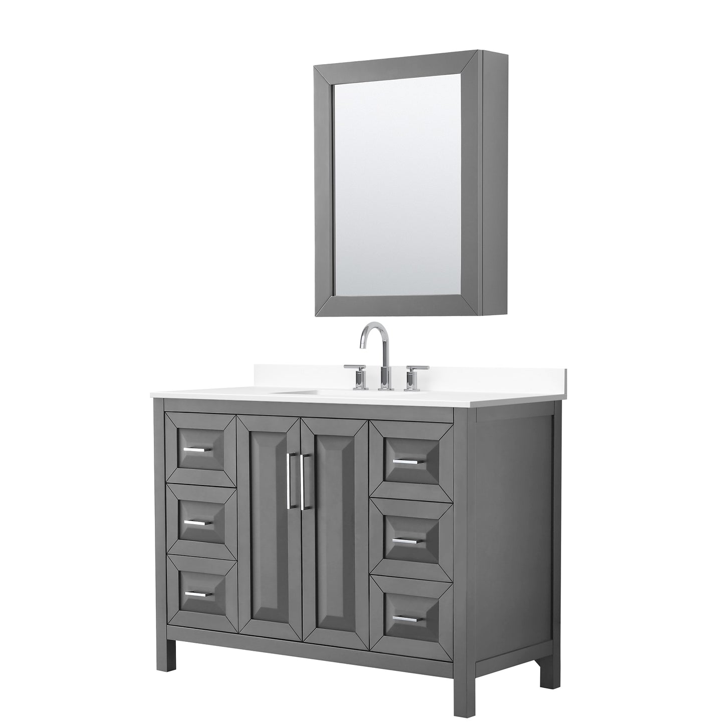 Daria Bathroom Vanity with Countertop 48 inch Single Sink 3-hole Faucet Setup