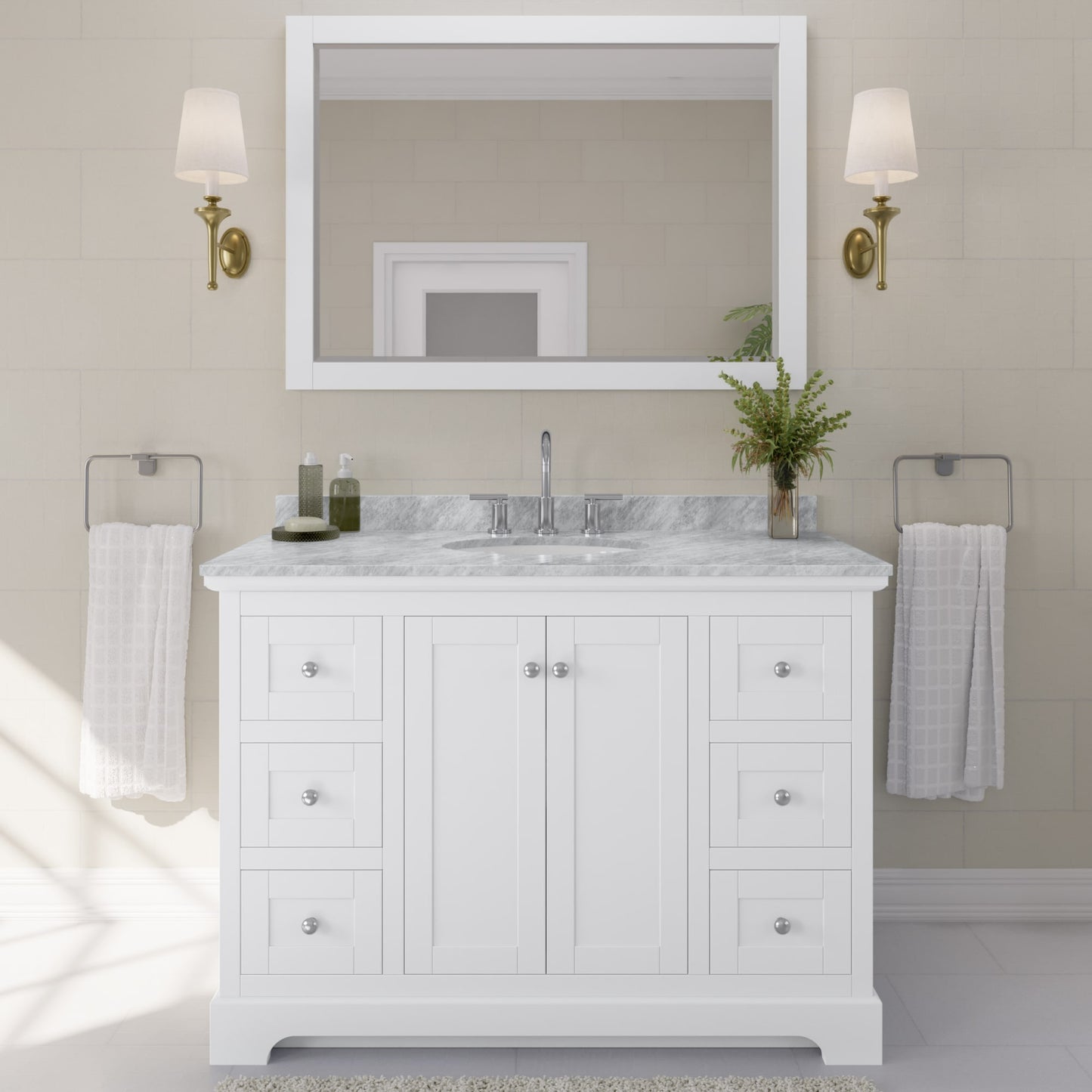 Avery Bathroom Vanity with Countertop 48 inch Single Sink 3-hole Faucet Setup