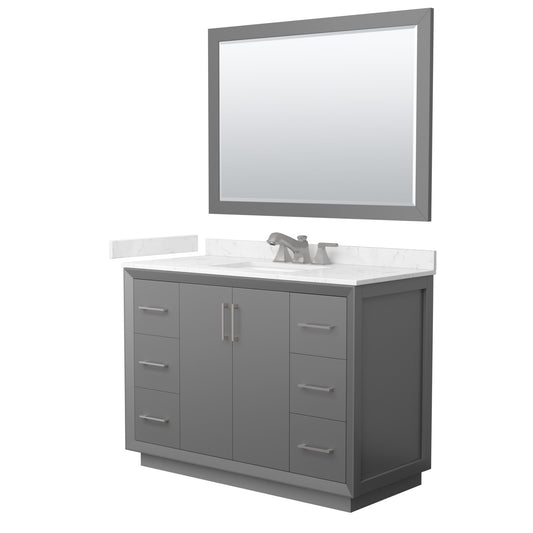 Strada Bathroom Vanity with Countertop 48 inch Single Sink 3-hole Faucet Setup