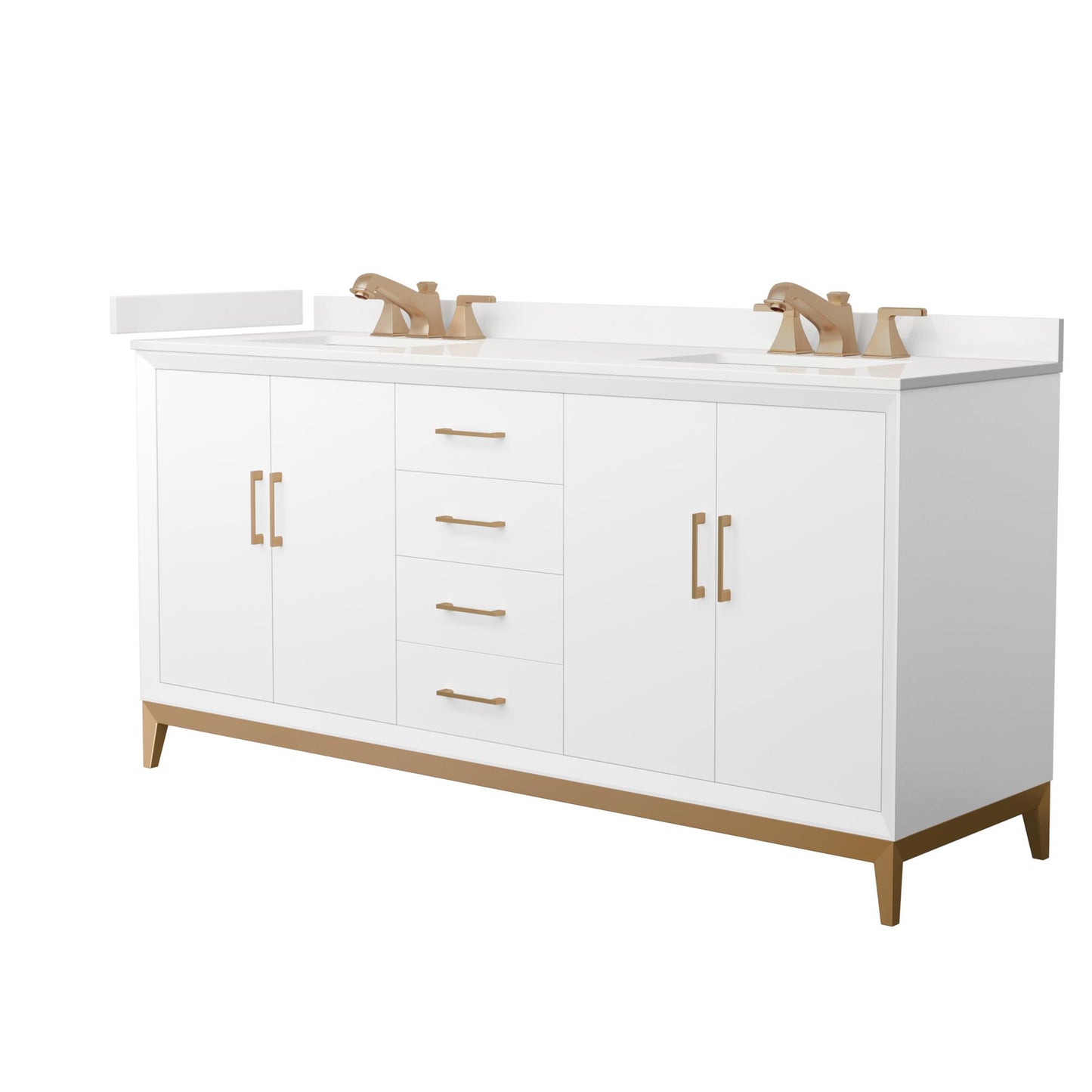 Amici Bathroom Vanity with Countertop 72 inch Double Sink 3-hole Faucet Setup