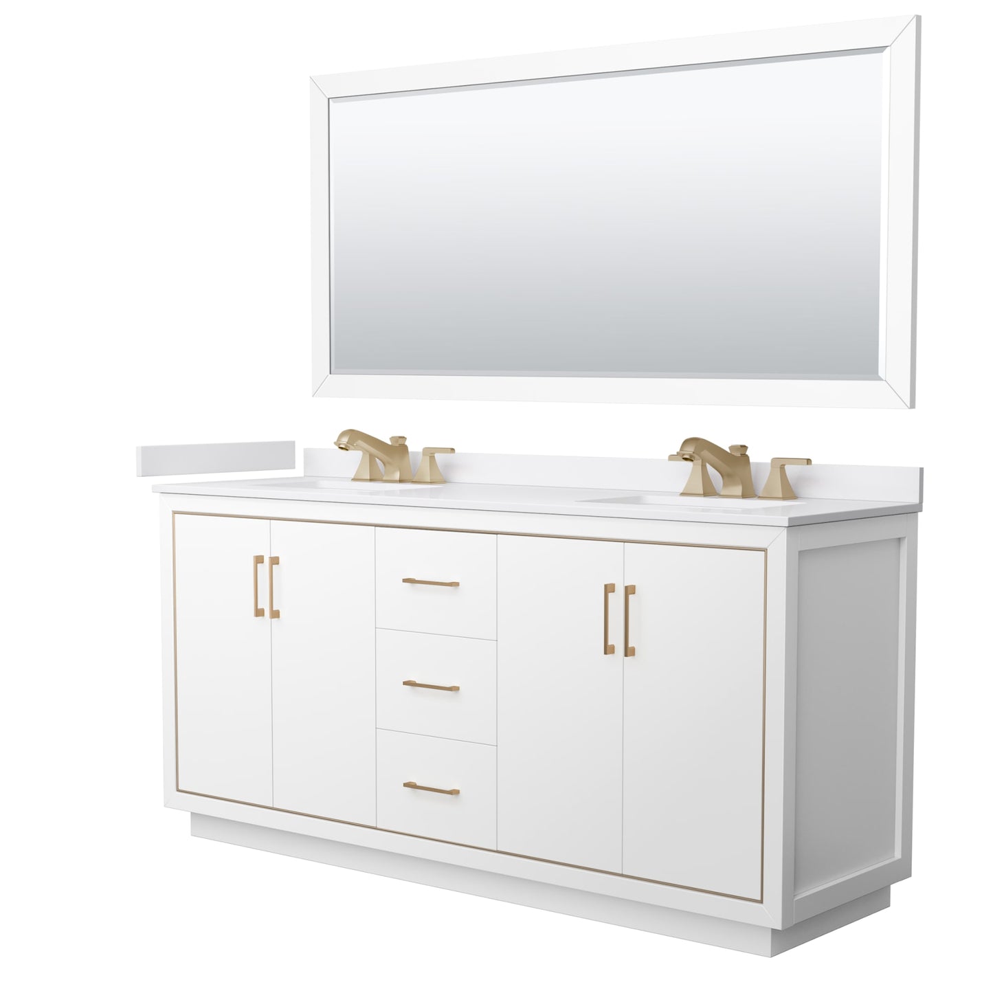 Icon Bathroom Vanity with Countertop 72 inch Double Sink 3-hole Faucet Setup
