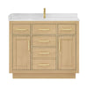 Custom image for Rift Oak with Brushed Gold Trim / Carrara Cultured Marble / No Mirror