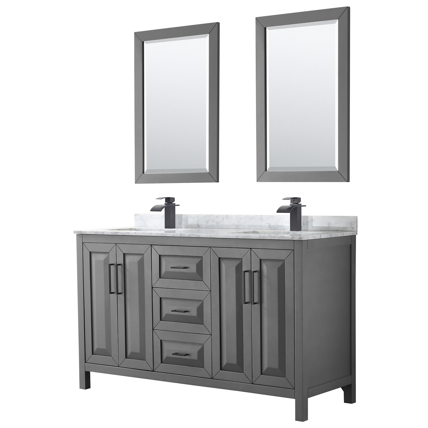 Daria Bathroom Vanity with Countertop 60 inch Double Sink Single hole Faucet Setup
