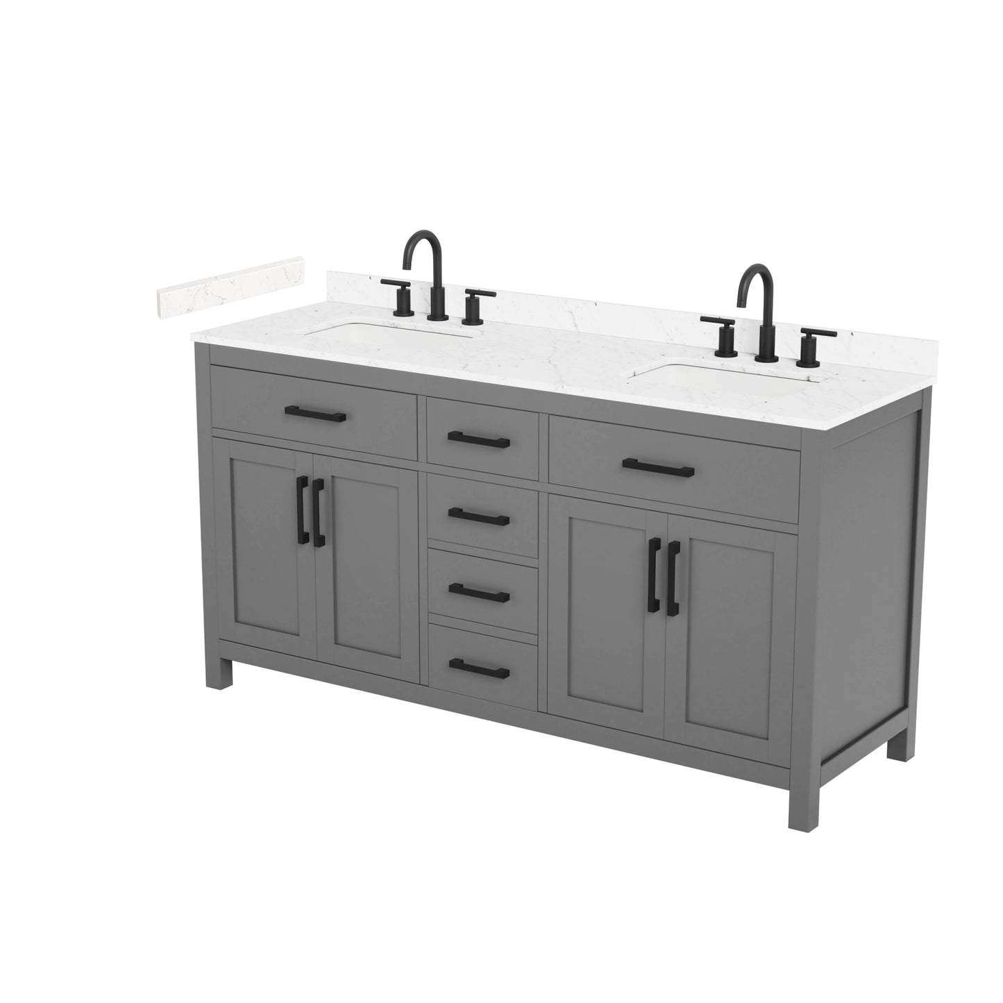 Beckett Bathroom Vanity with Countertop 66 inch Double Sink 3-hole Faucet Setup