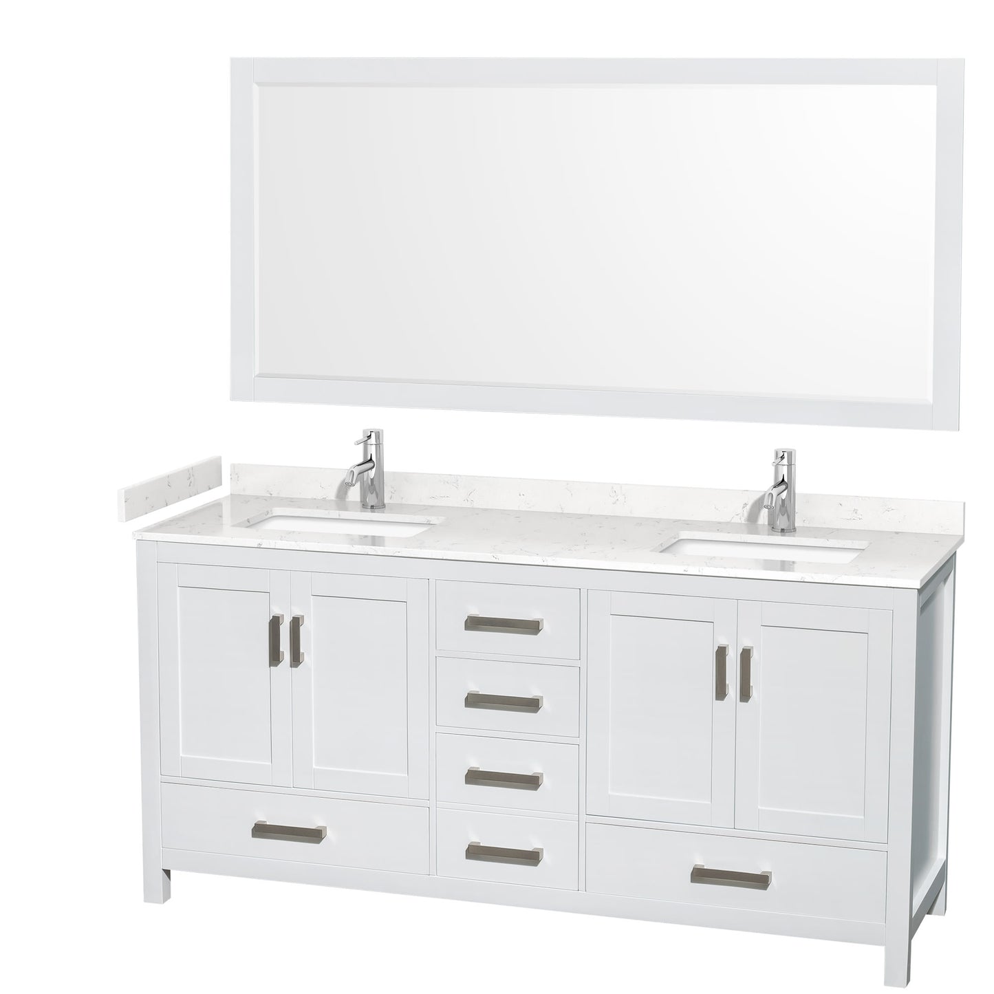 Sheffield Bathroom Vanity with Countertop 72 inch Double Sink Single hole Faucet Setup