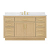 Custom image for Rift Oak with Brushed Gold Trim / Carrara Cultured Marble / No Mirror