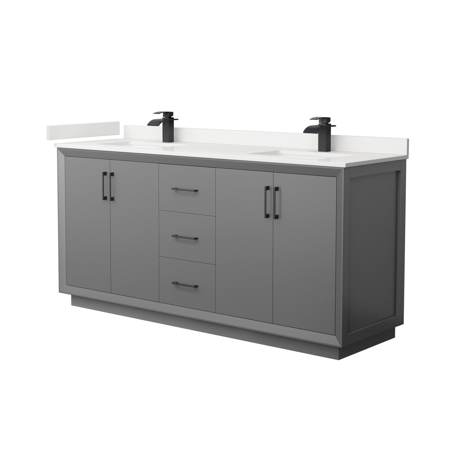 Strada Bathroom Vanity with Countertop 72 inch Double Sink Single hole Faucet Setup