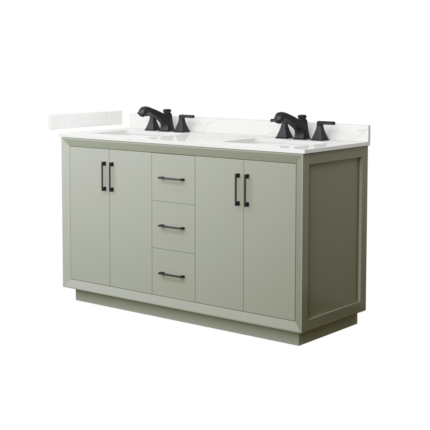 Strada Bathroom Vanity with Countertop 60 inch Double Sink 3-hole Faucet Setup